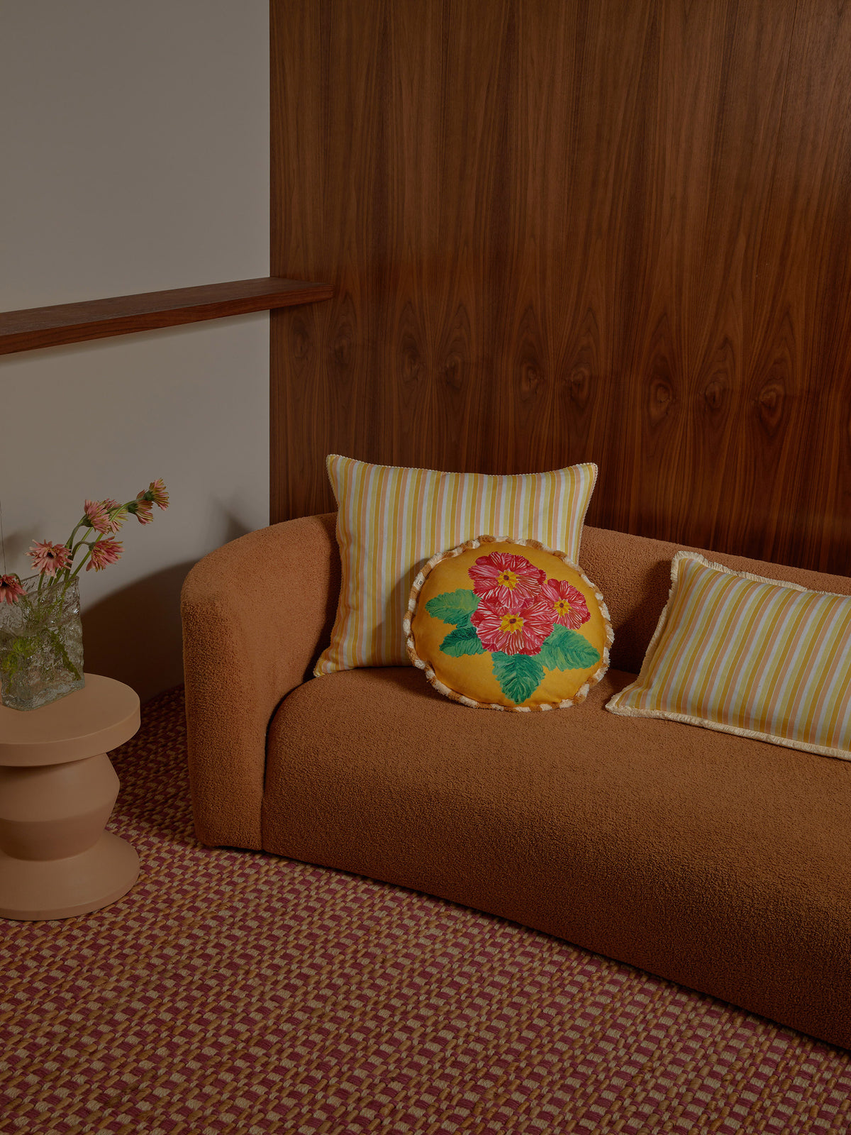 Garden Stripe Yellow Linen Cushion
