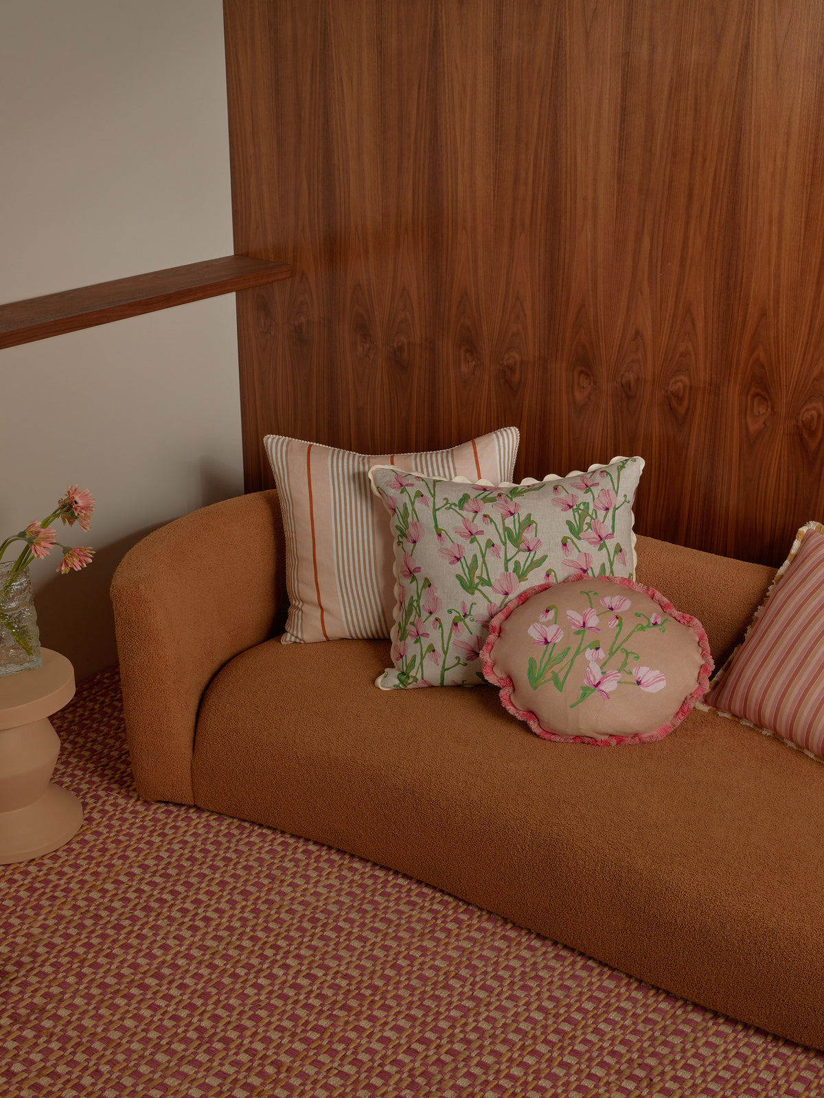 Sweet Pea Pink Linen Cushion