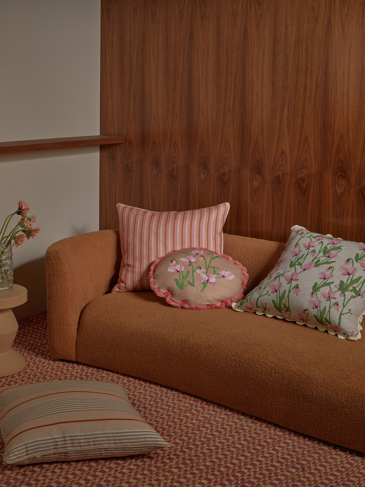 Sweet Pea Buff Linen Cushion