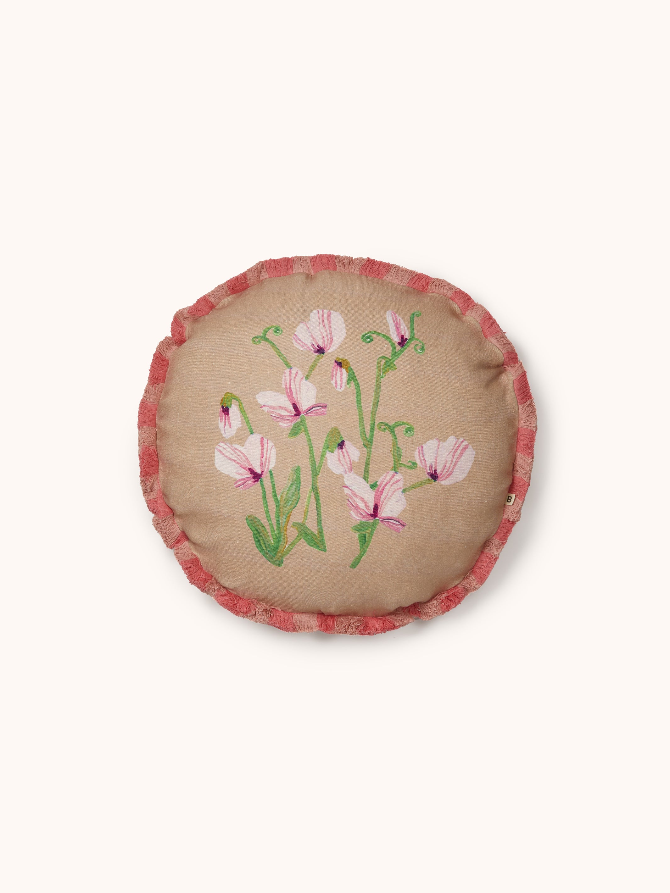 Sweet Pea Buff Linen Cushion