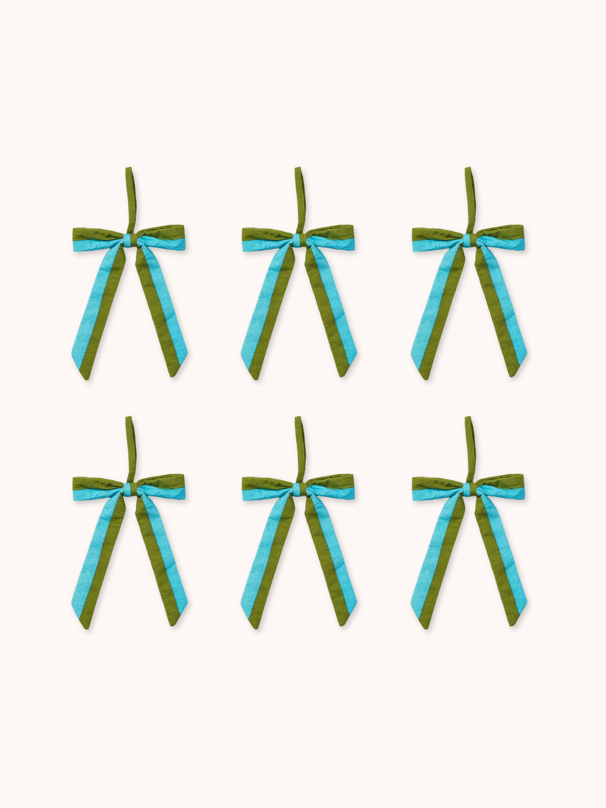 Stripe Blue Green Bow Christmas Decoration Set