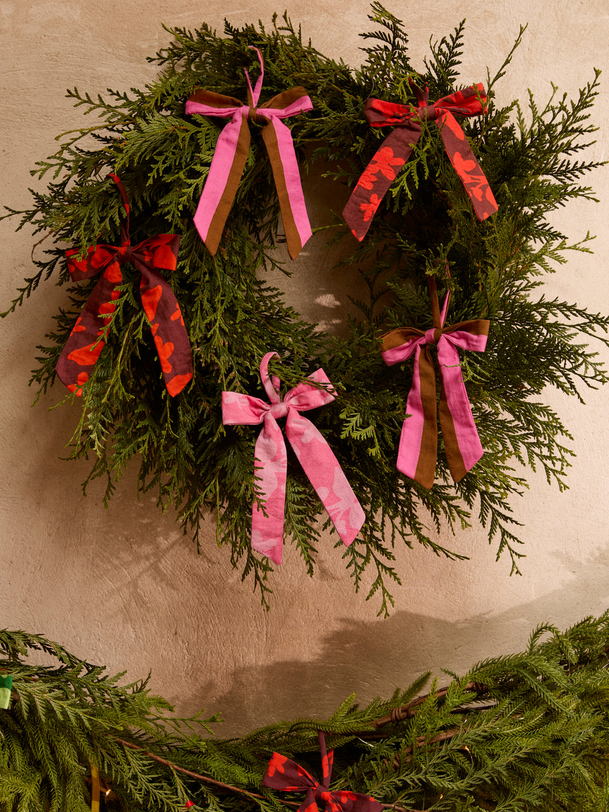 Mixed Pink Bow Christmas Decoration Set