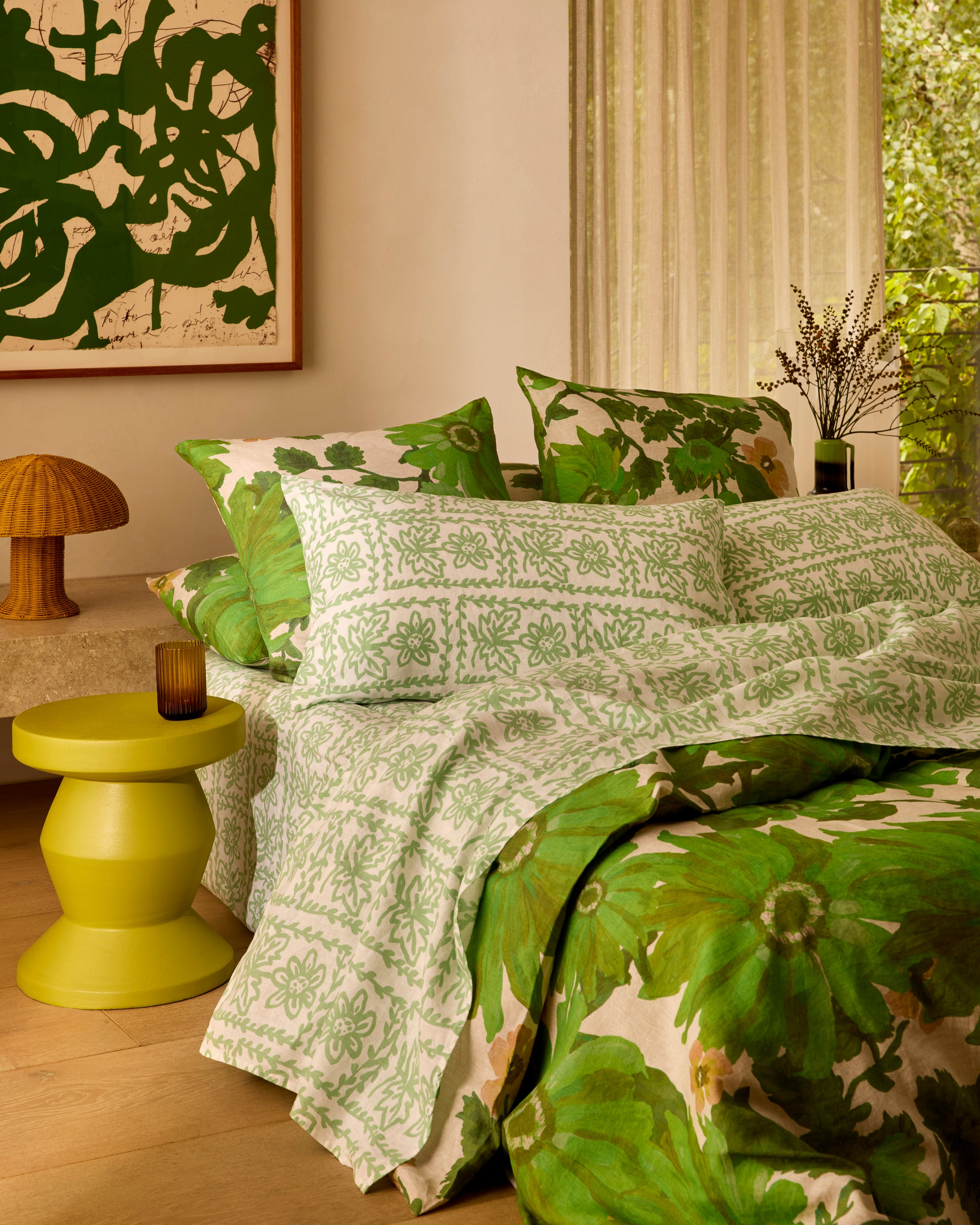 Marigold Leaf Linen Quilt Cover