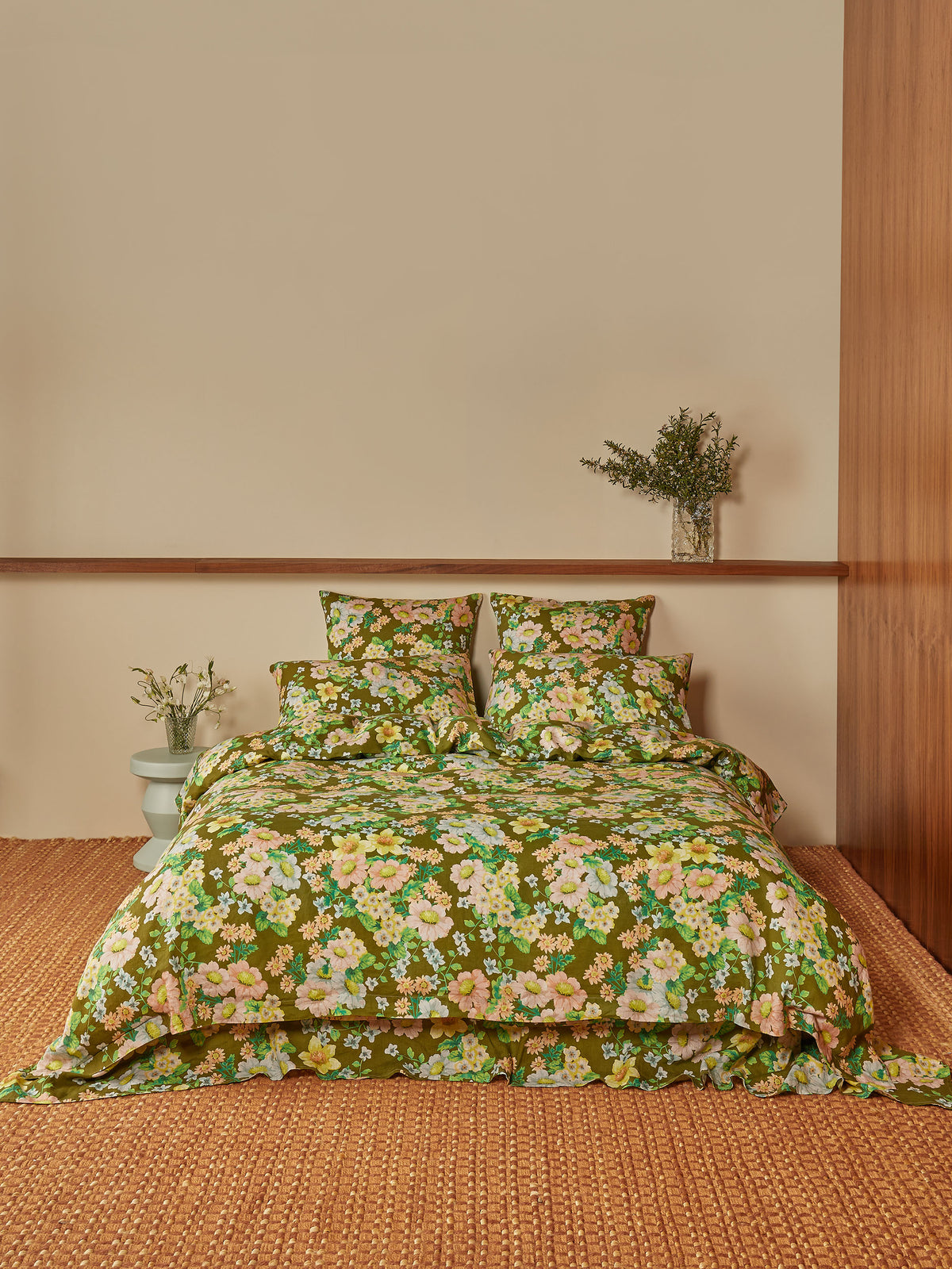 Buttercup Olive Linen Quilt Cover