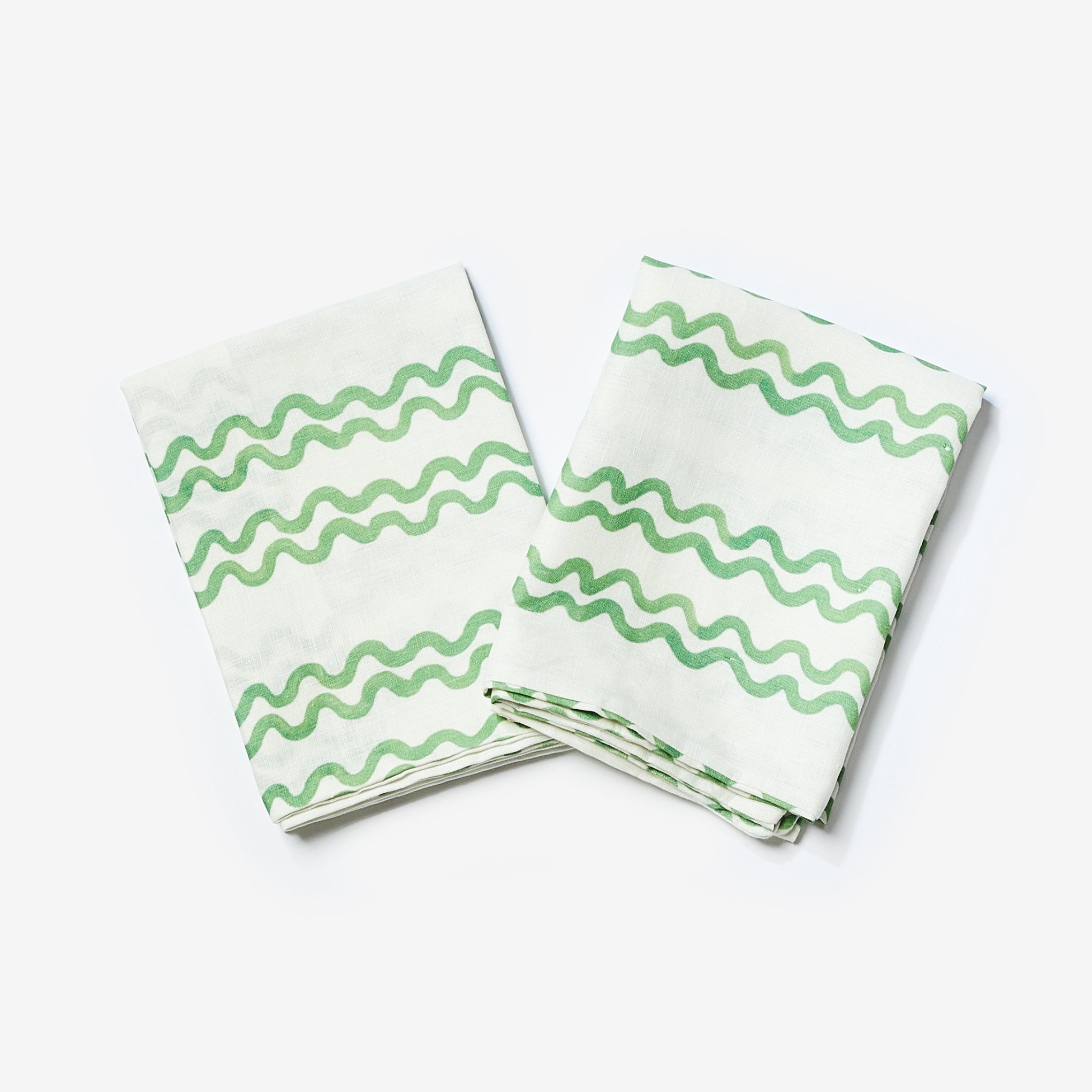 Double Waves Green European Pillowcases (set of 2)