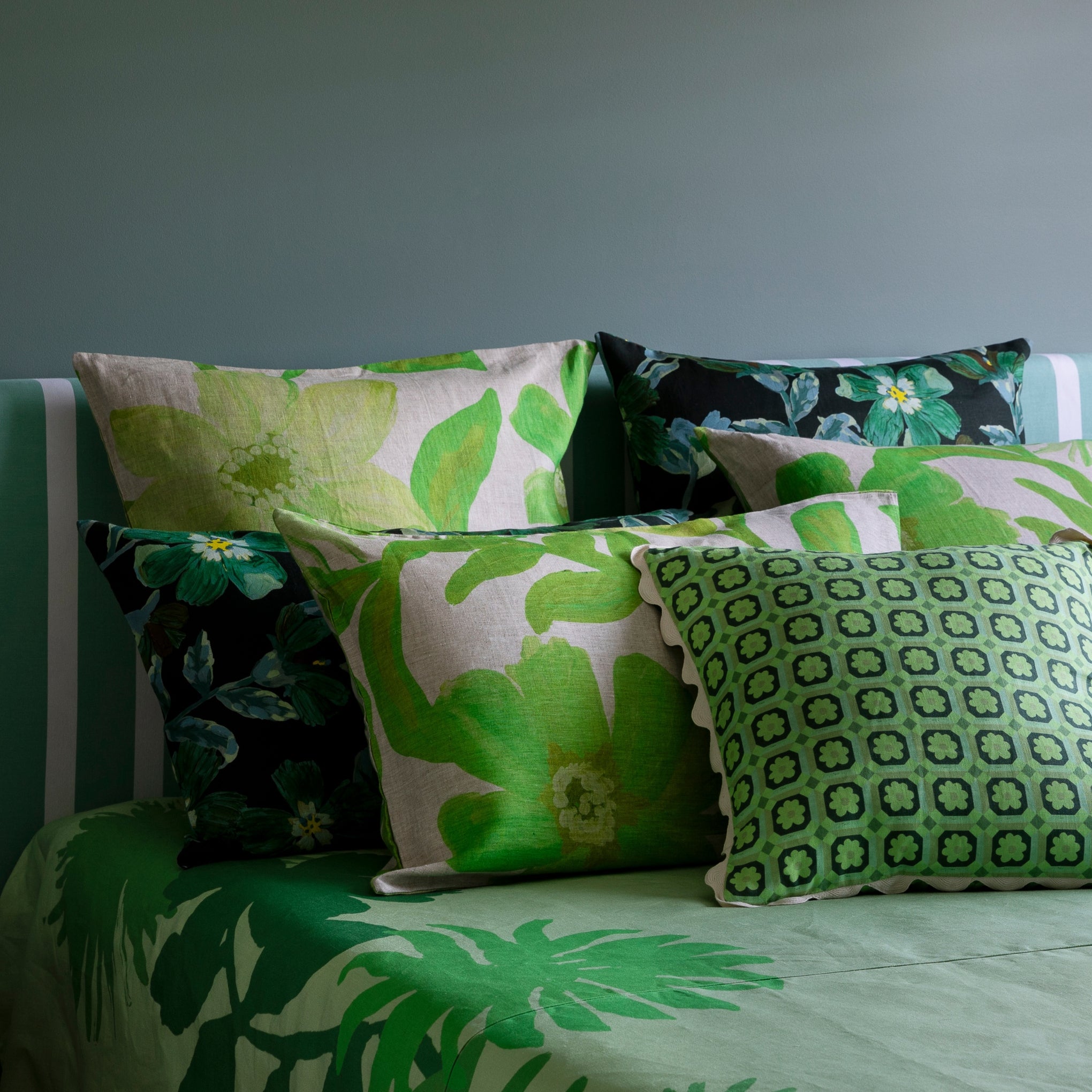 Cornflower Green European Pillowcases (set of 2)