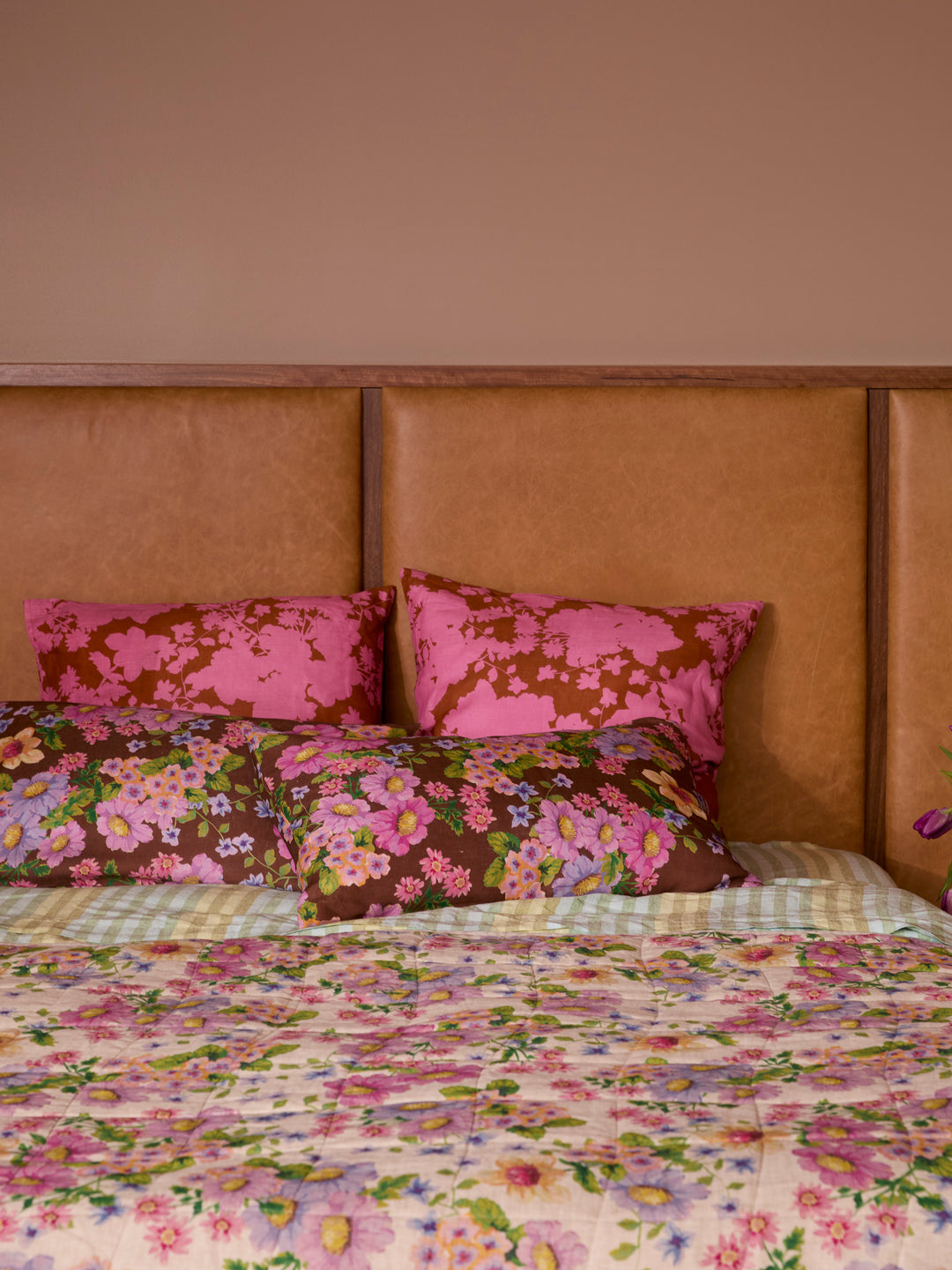 Gardenia Cerise Linen European Pillowcases