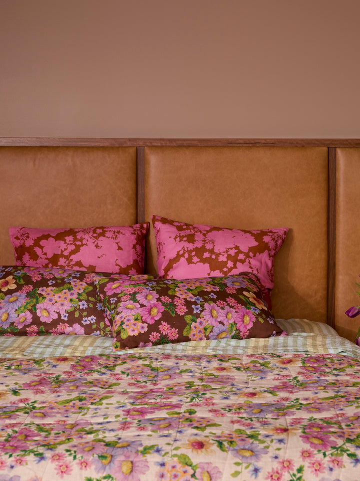 Gardenia Cerise Linen European Pillowcases