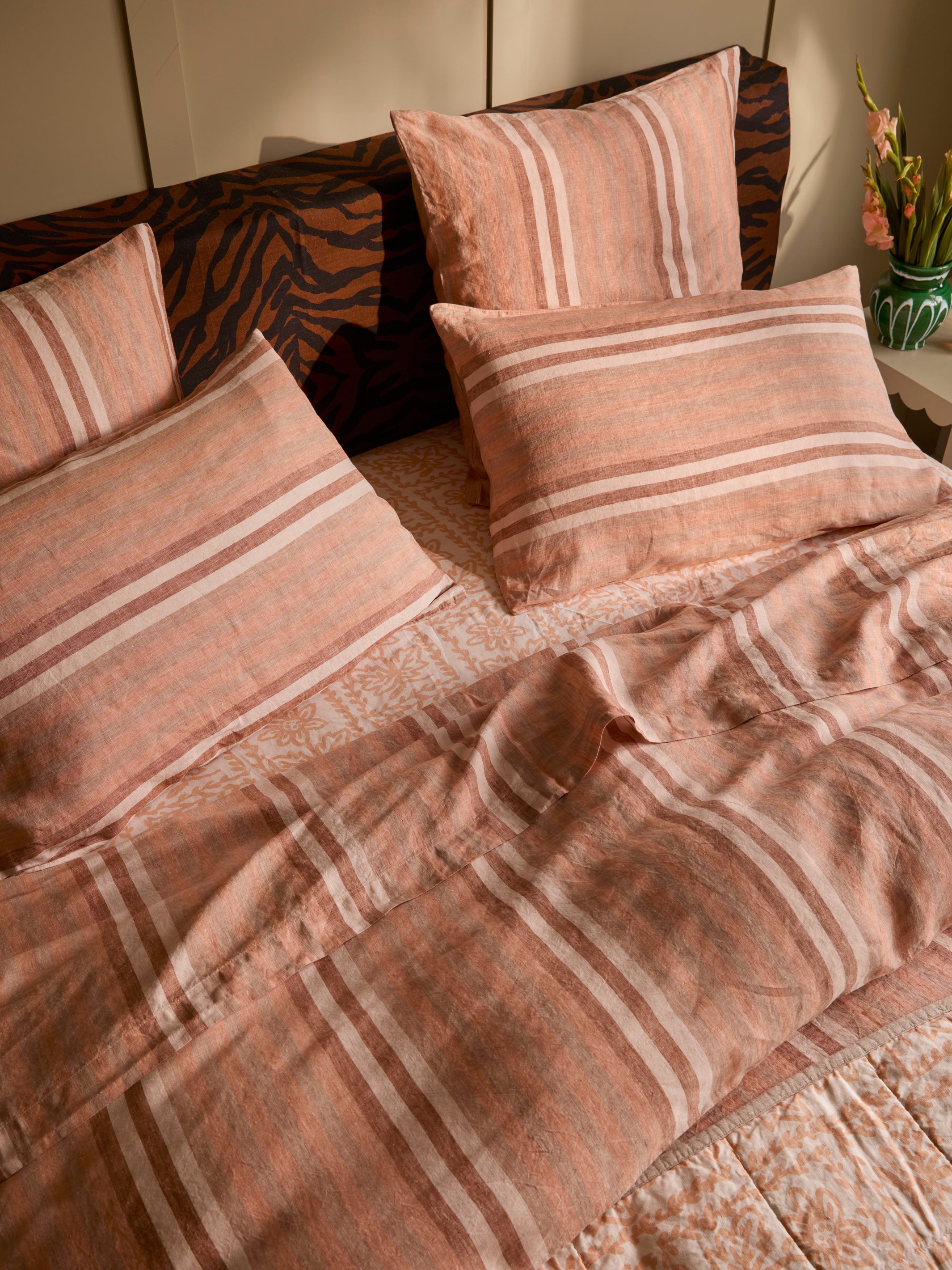 Stripe Hazelnut Linen European Pillowcases