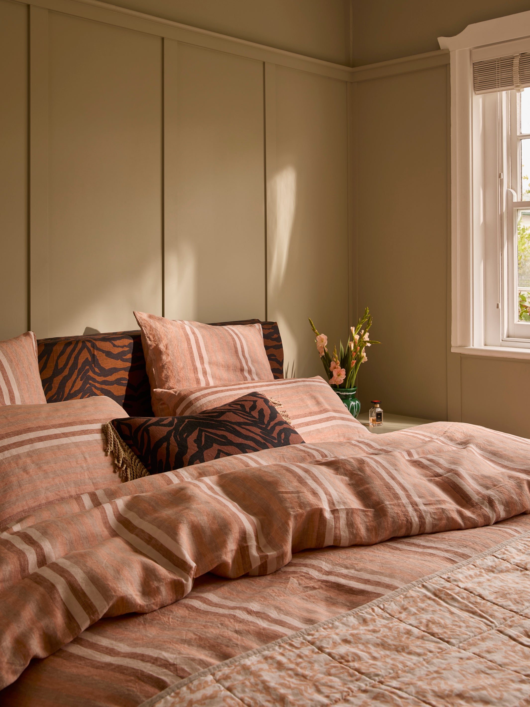 Stripe Hazelnut Linen European Pillowcases