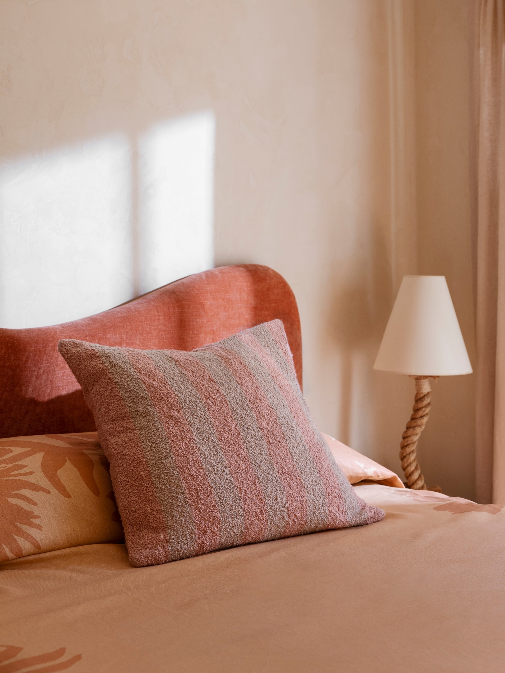 Boucle Stripe Soft Pink Cushion - Almost Perfect