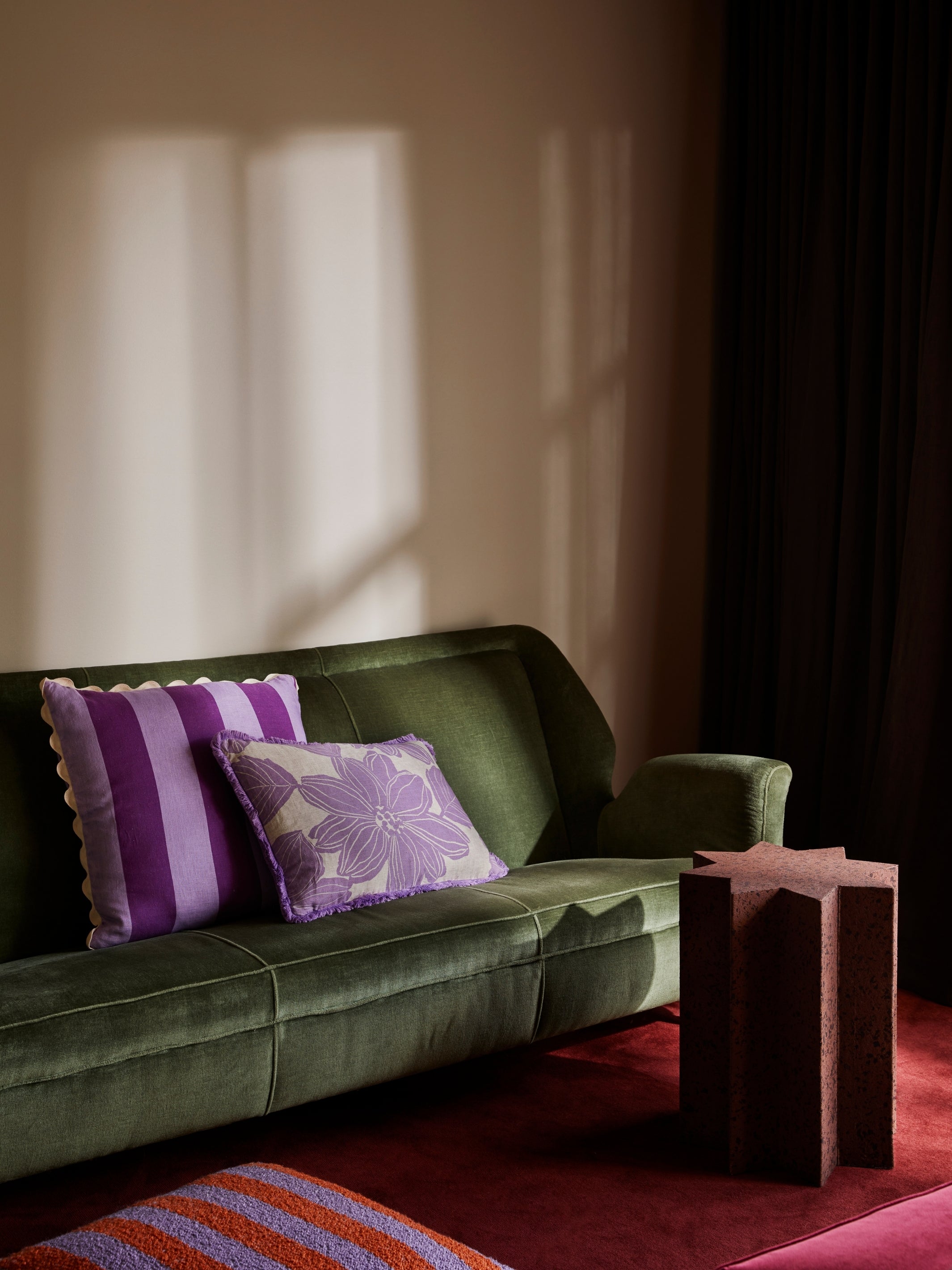 Boucle Stripe Orange Lilac Cushion