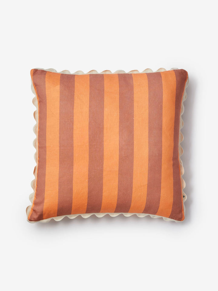 Bold Stripe Peach Linen Cushion