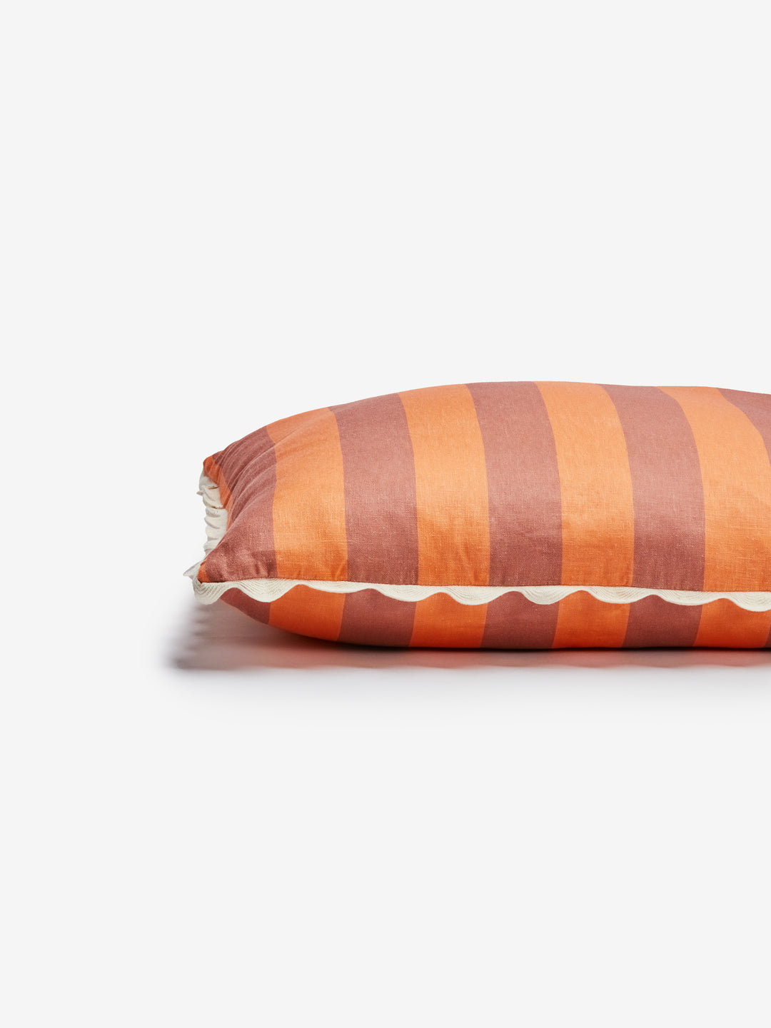 Bold Stripe Peach Linen Cushion