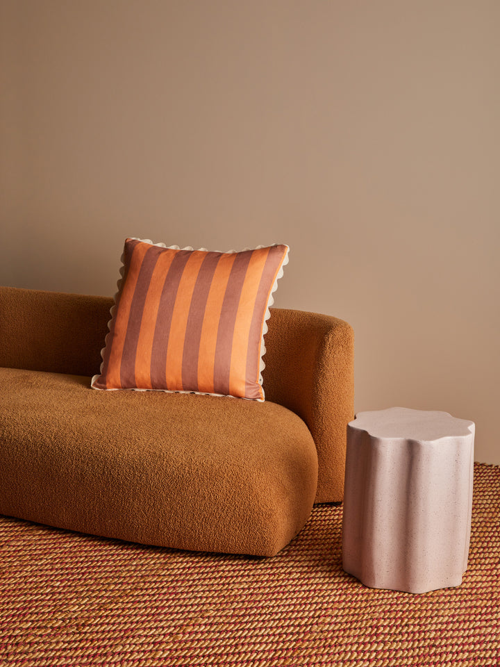 Bold Stripe Peach Linen Cushion