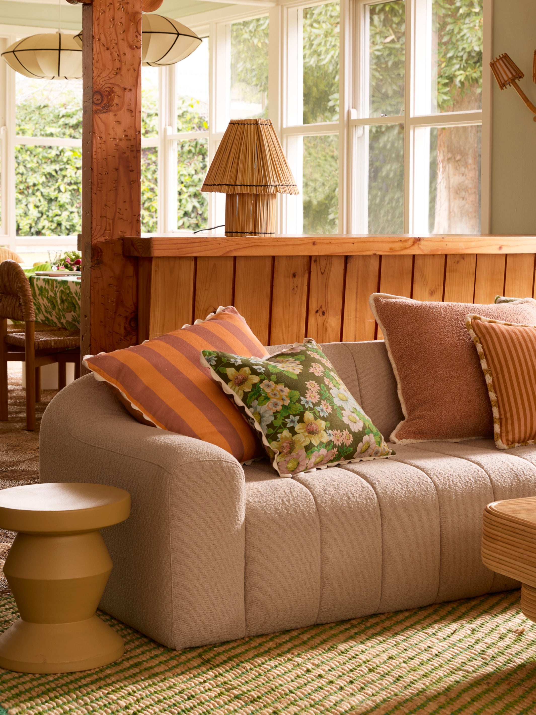 Bold Stripe Peach Linen Cushion