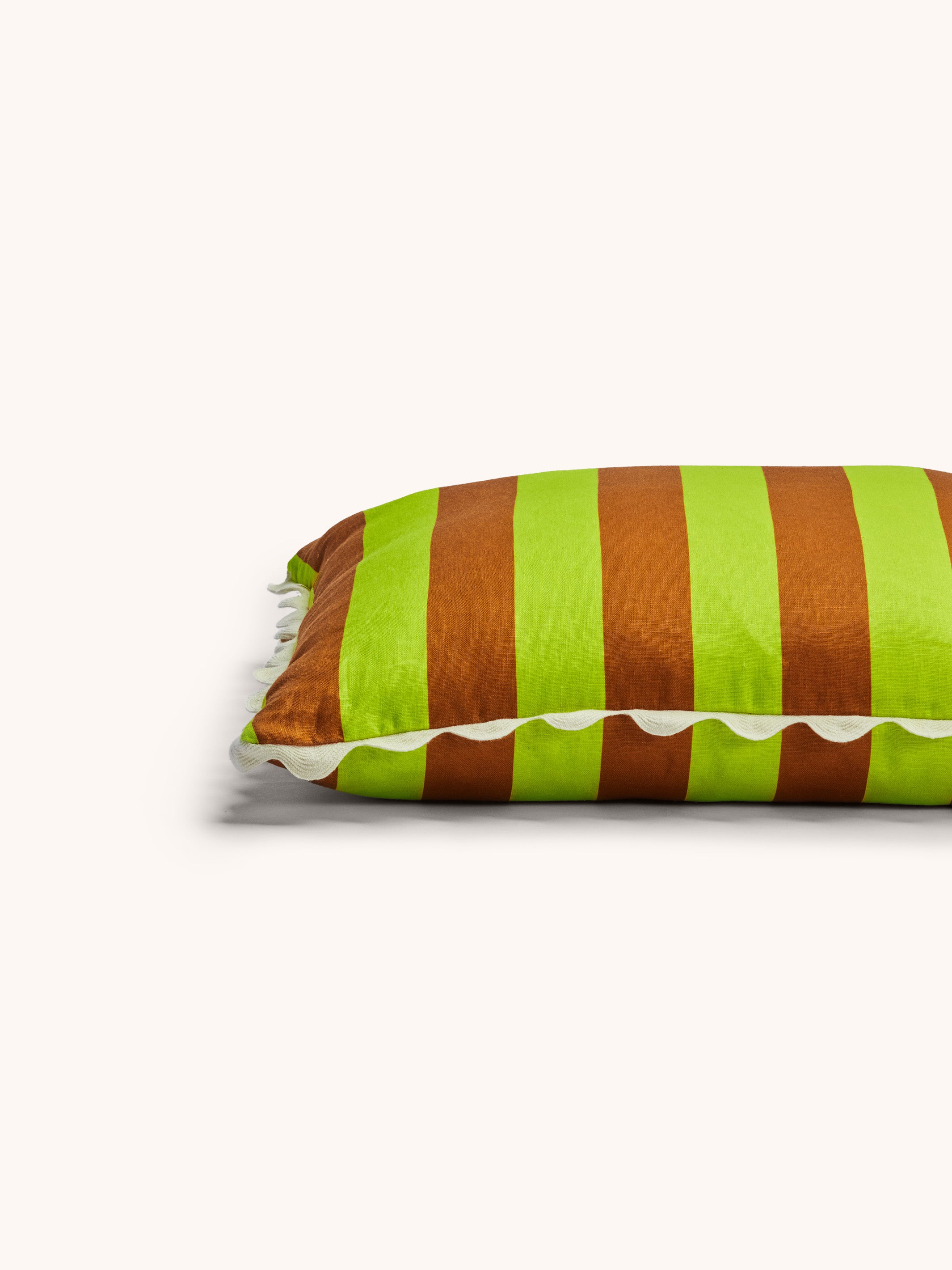 Bold Stripe Lime Linen Cushion
