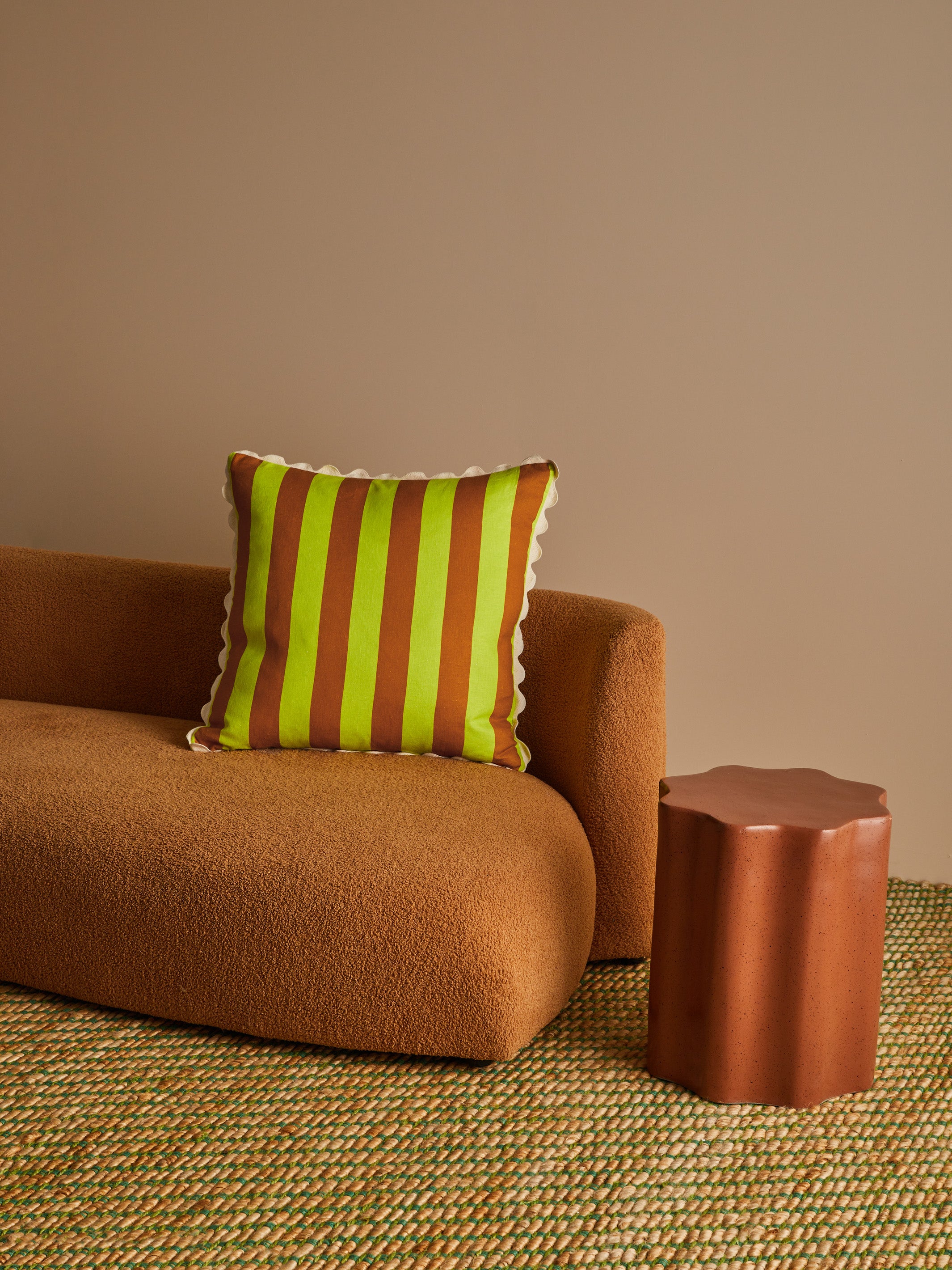 Bold Stripe Lime Linen Cushion