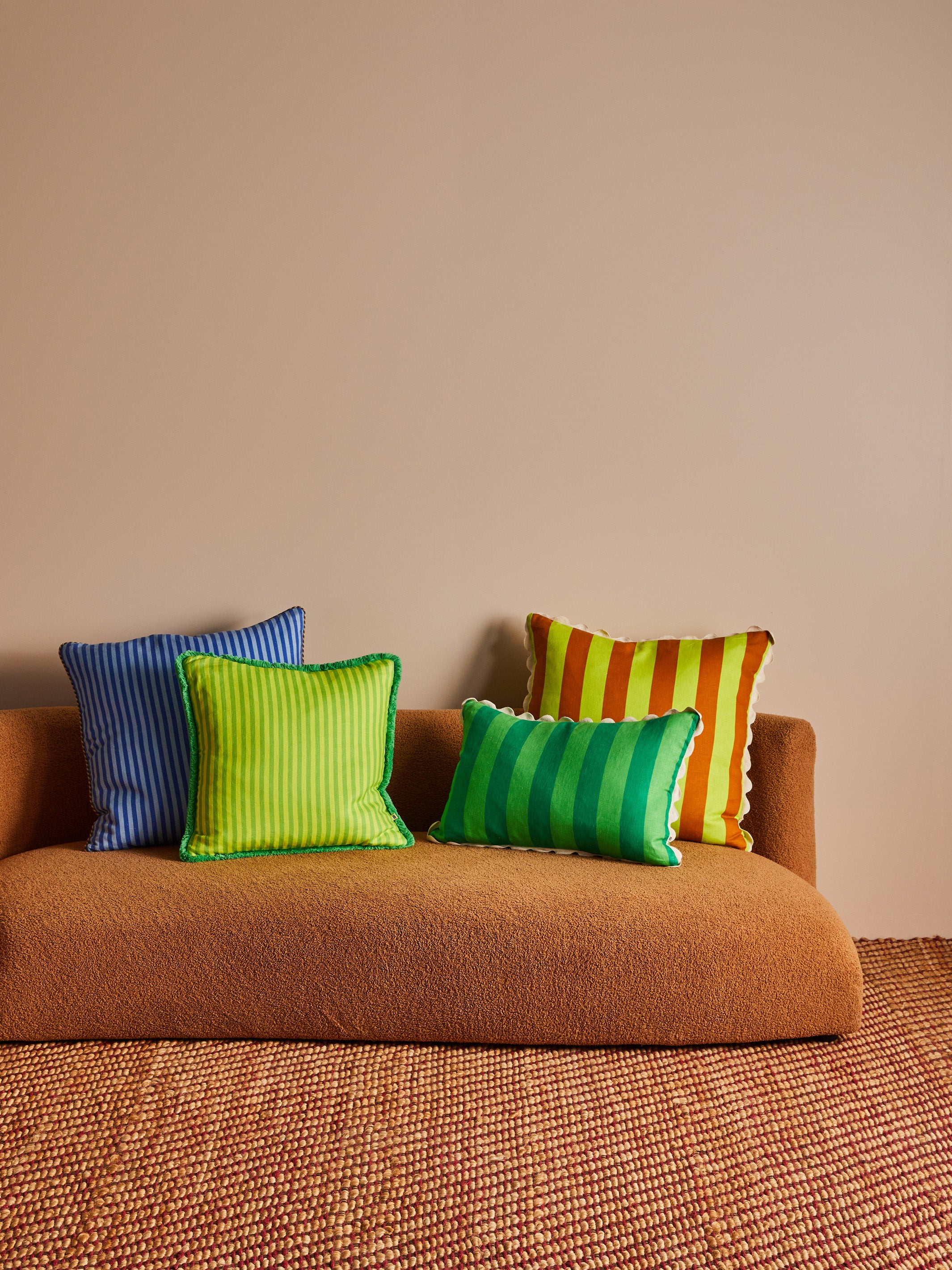Bold Stripe Lime Linen Cushion
