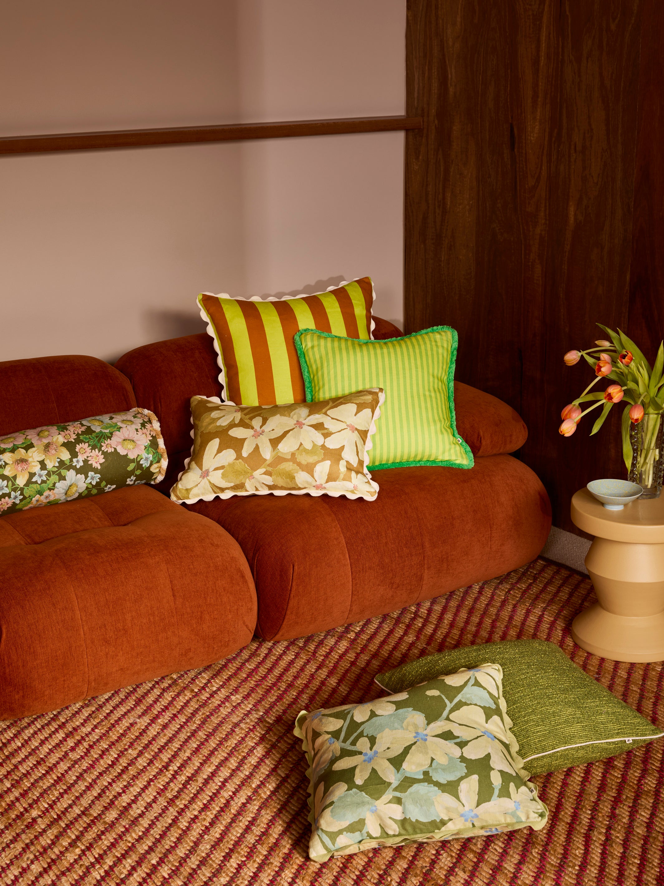 Bold Stripe Lime Linen Cushion