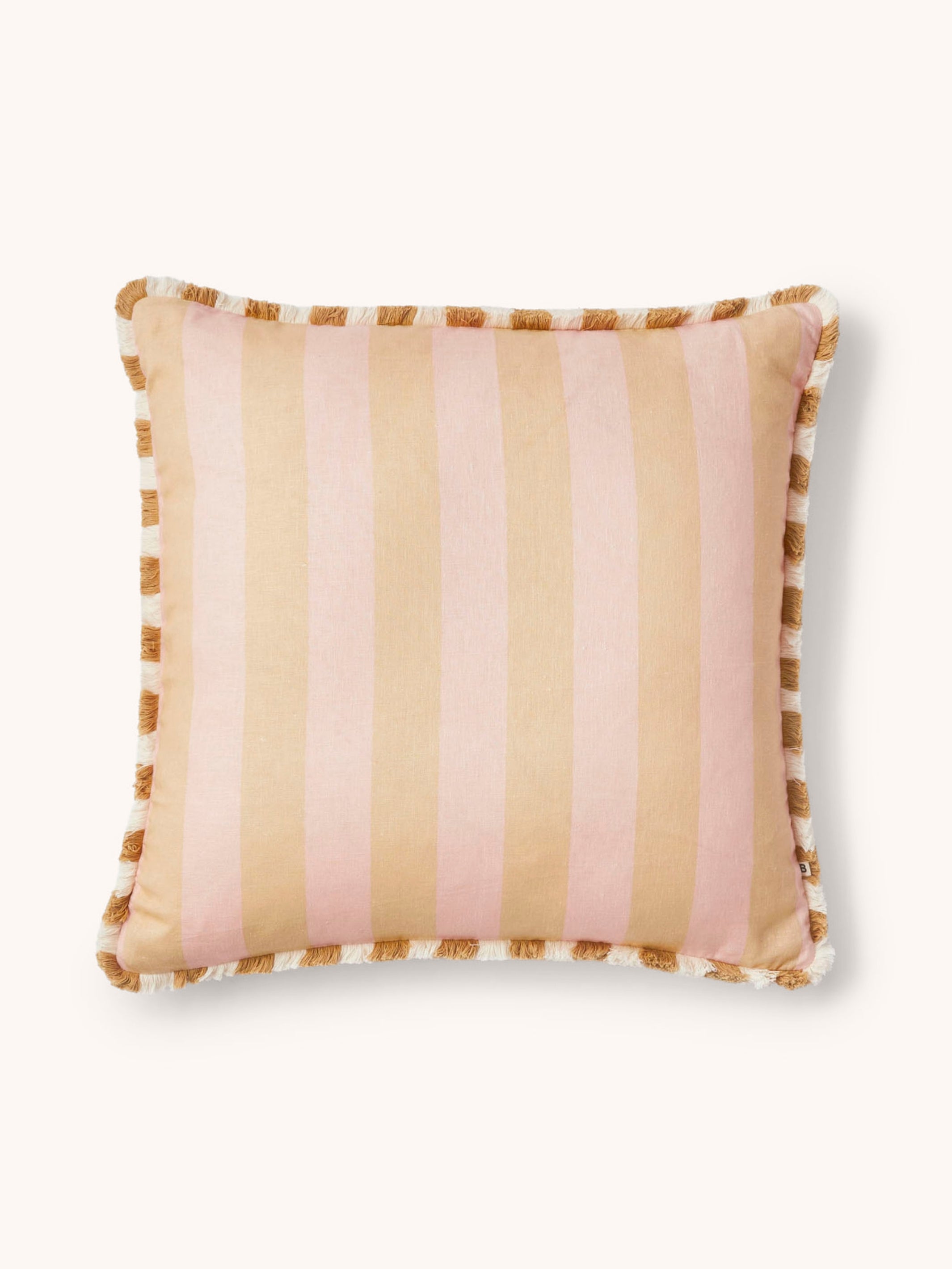 Bold Stripe Buff Linen Cushion - Almost Perfect