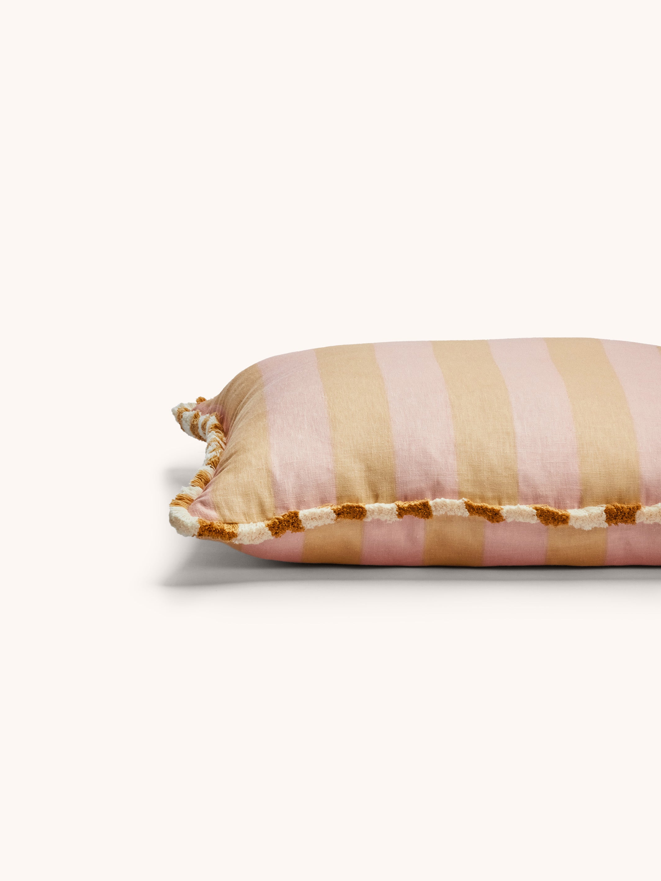 Bold Stripe Buff Linen Cushion - Almost Perfect
