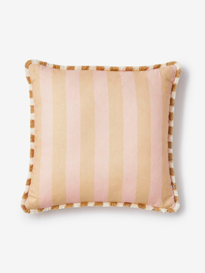 Bold Stripe Buff Linen Cushion