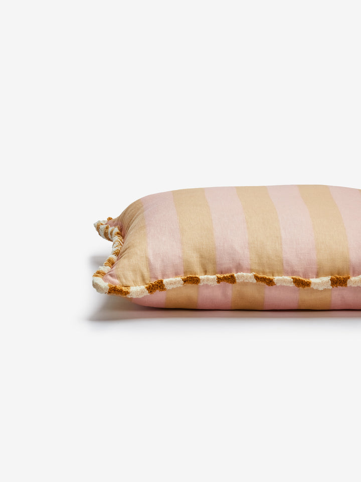 Bold Stripe Buff Linen Cushion
