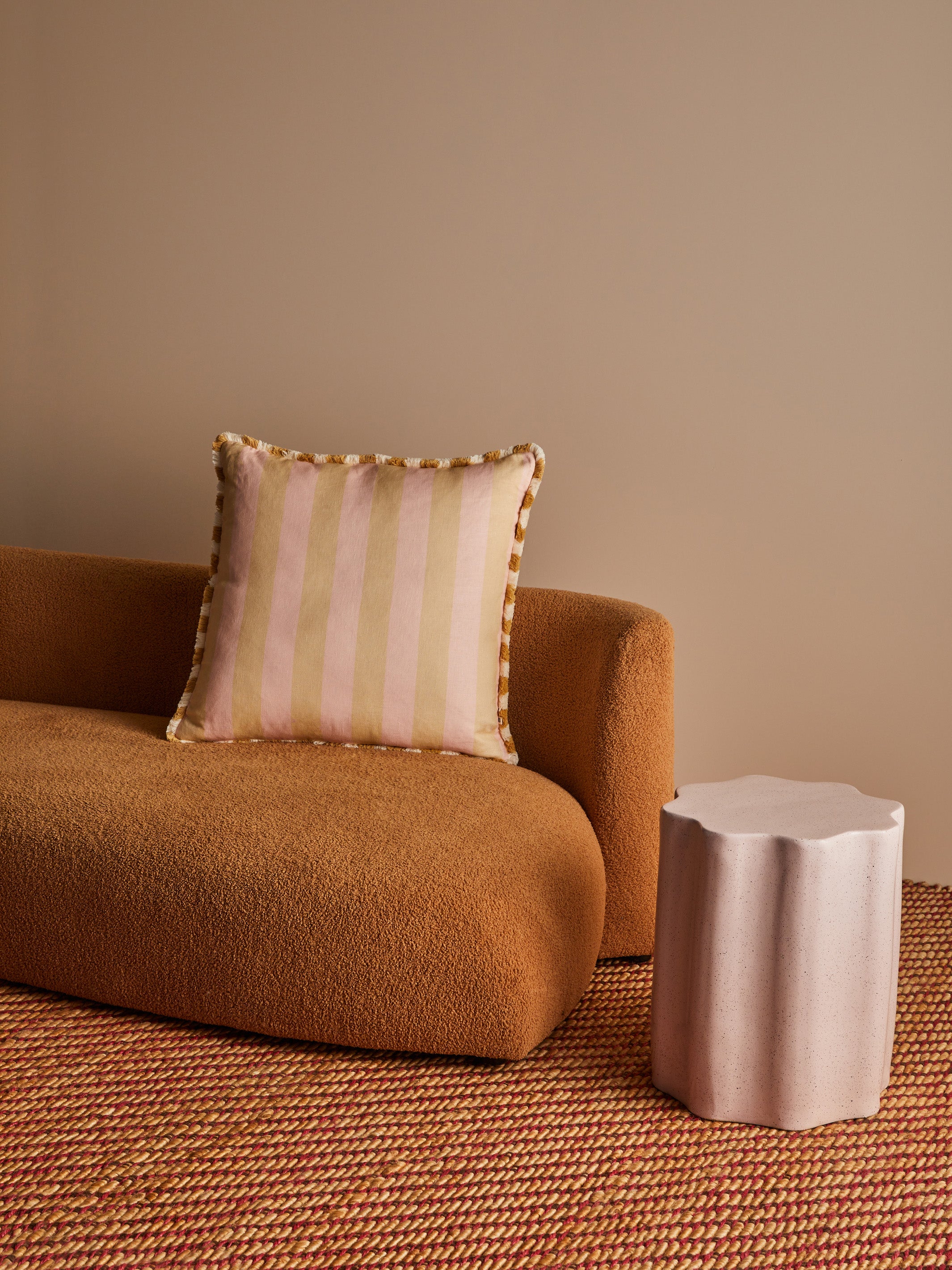 Bold Stripe Buff Linen Cushion - Almost Perfect