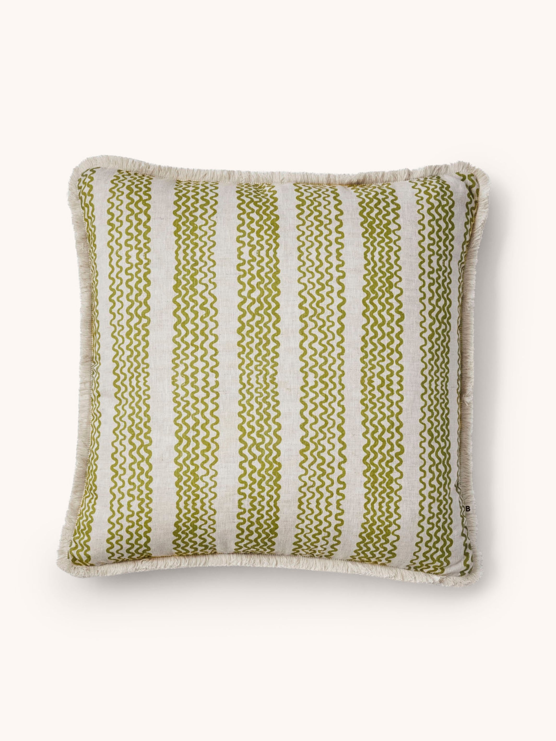 Mini Wave Olive Linen Cushion