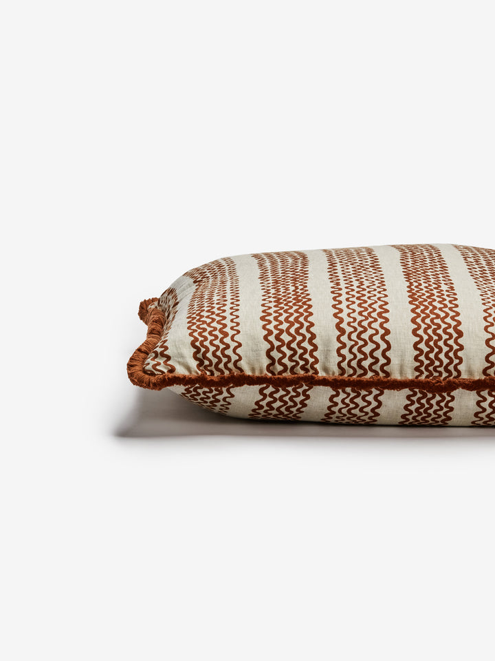Mini Wave Cocoa Linen Cushion