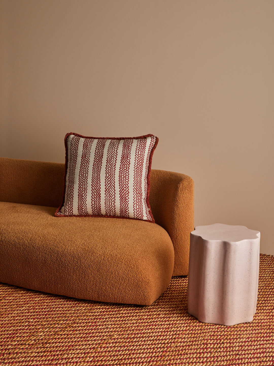 Mini Wave Cocoa Linen Cushion