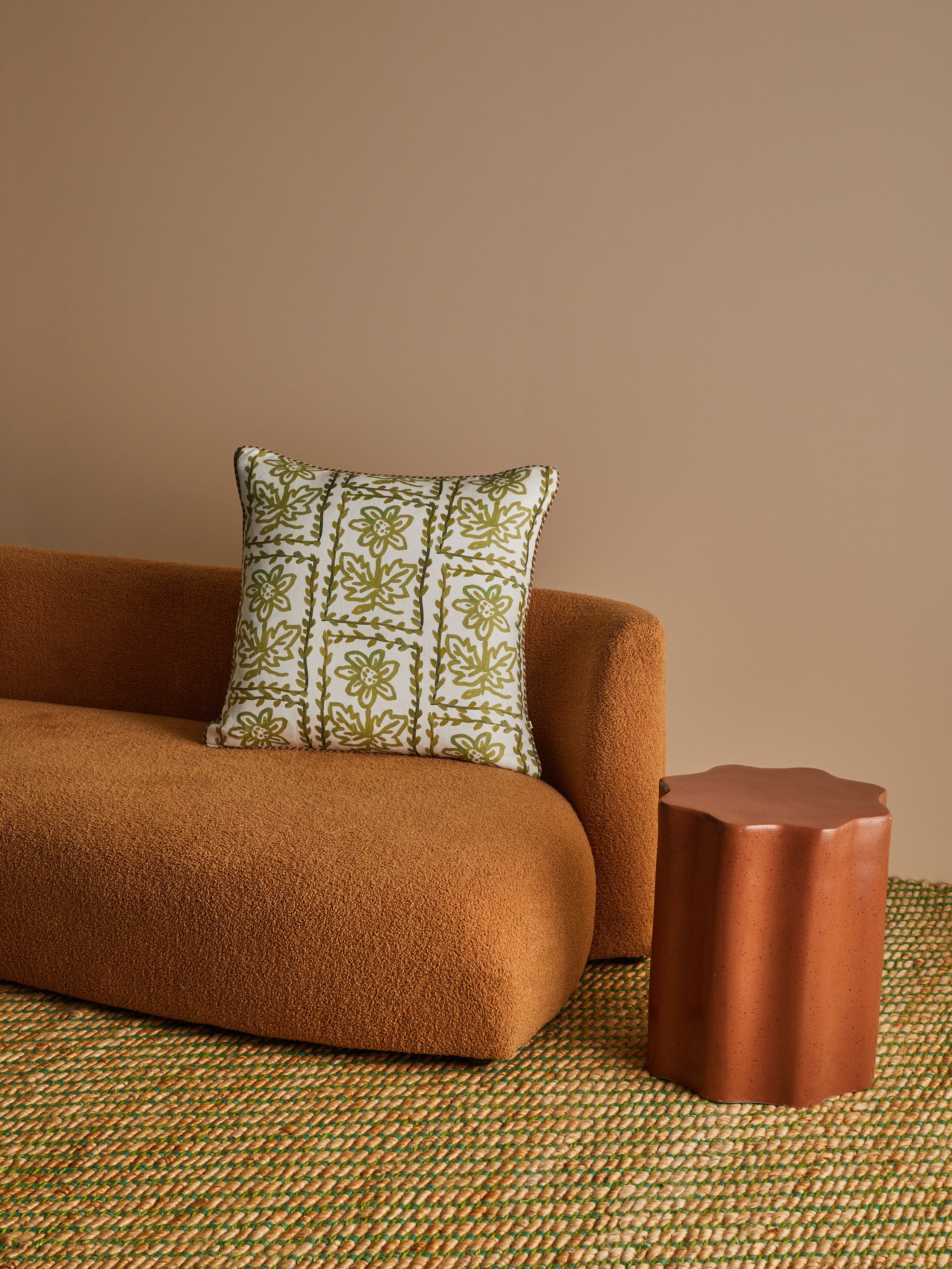 Daisy Olive Linen Cushion - Almost Perfect