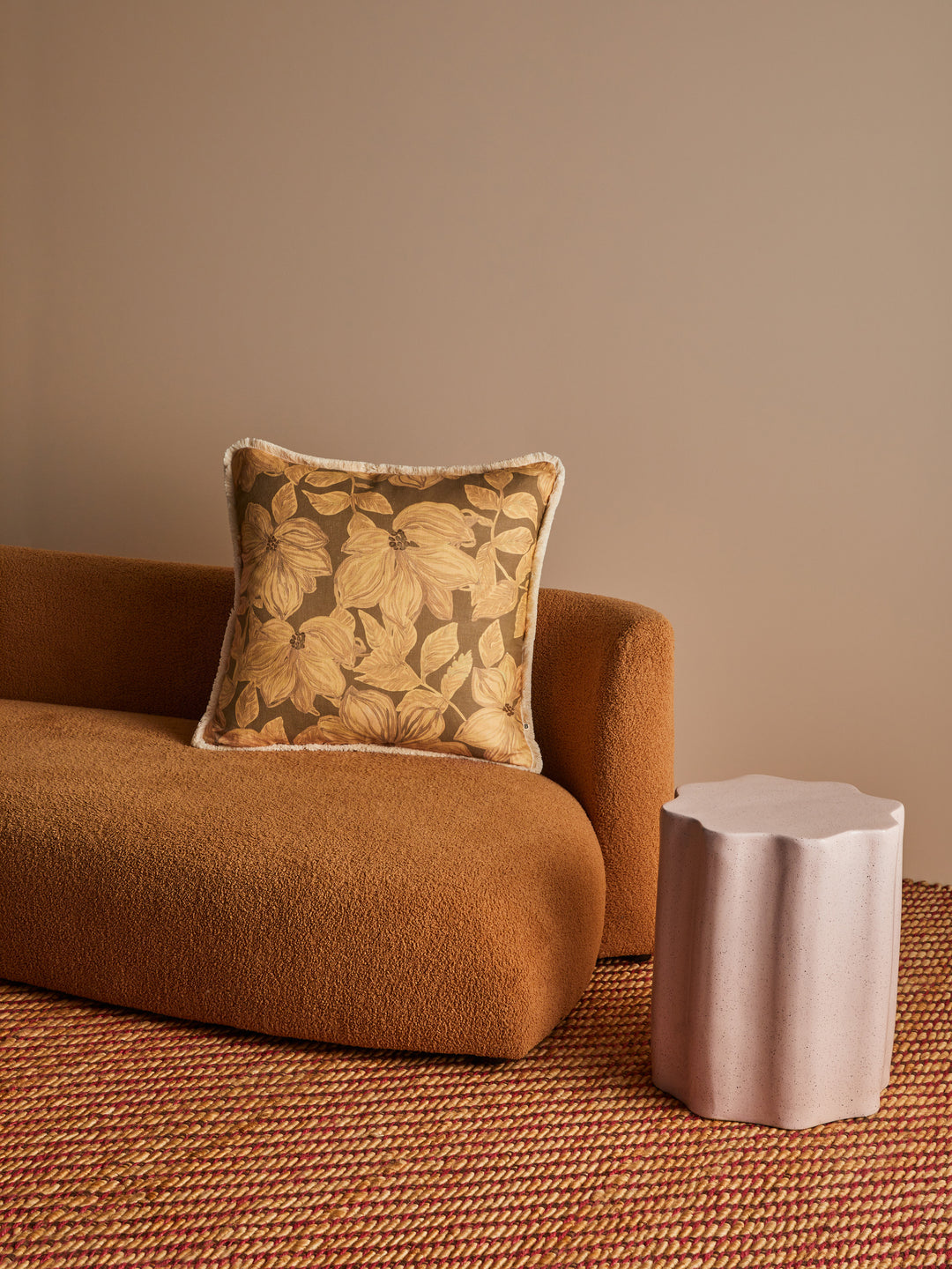 Azalea Caramel Linen Cushion