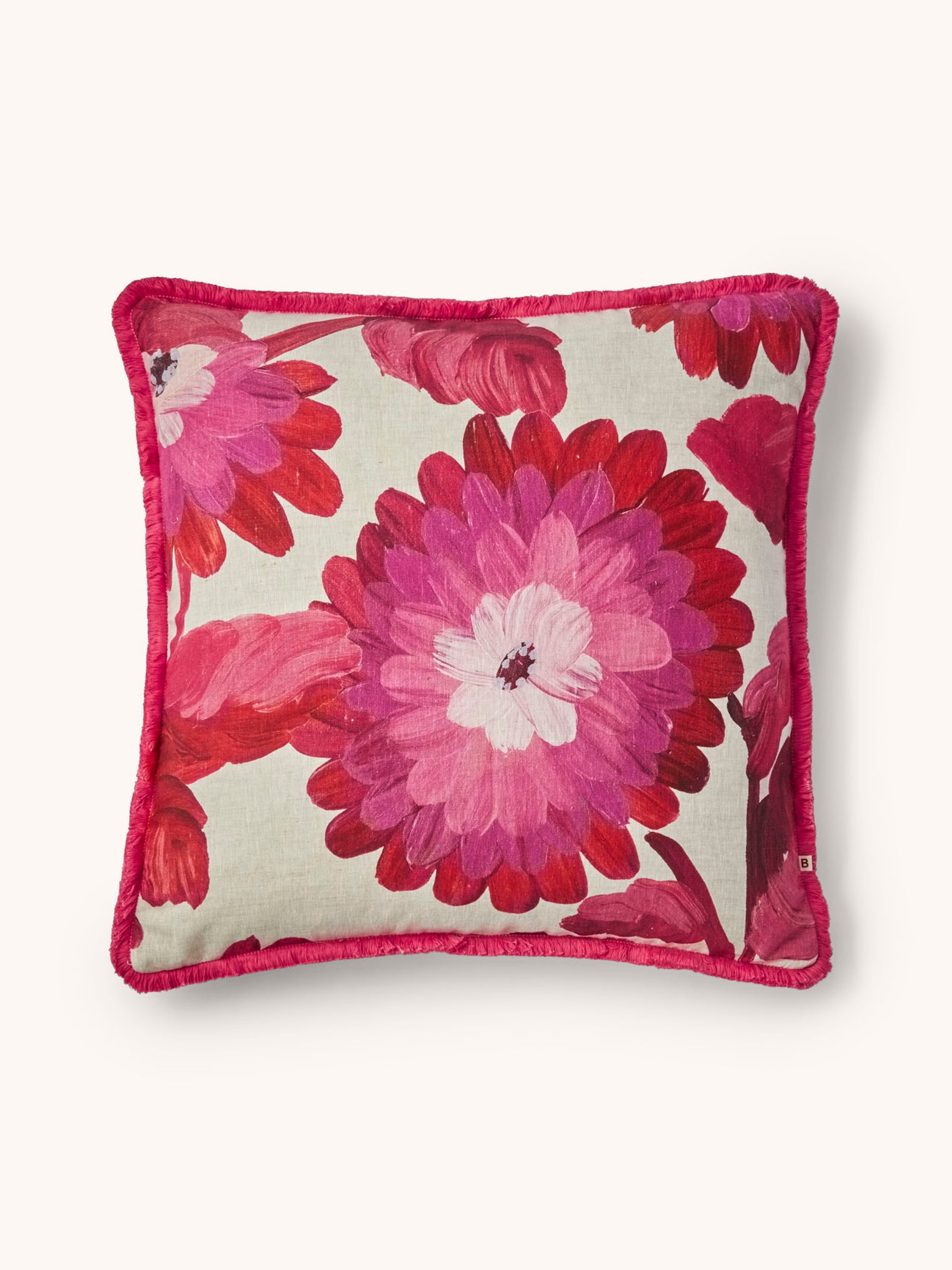 Dahlia Pink Linen Cushion