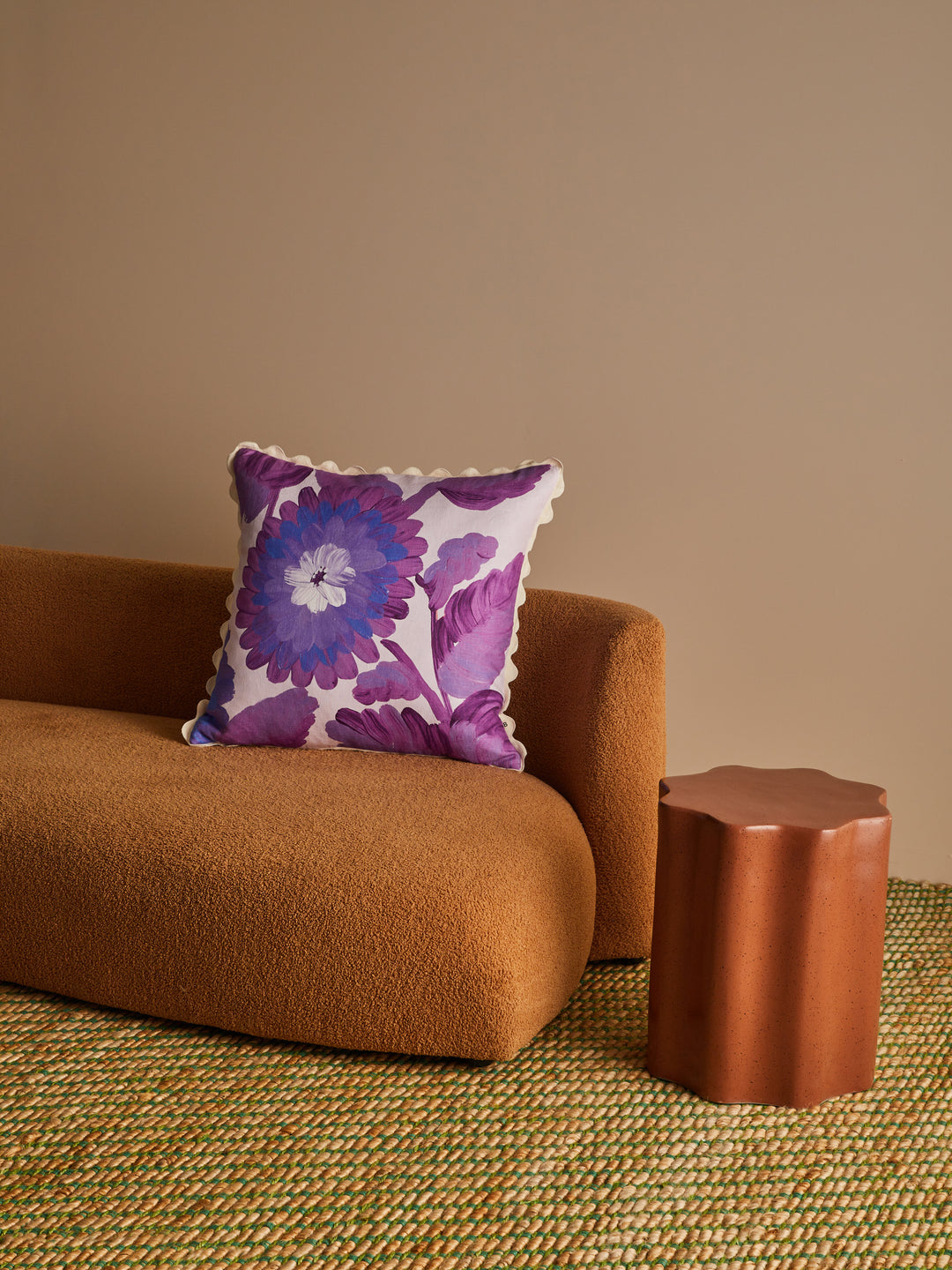 Dahlia Violet Linen Cushion