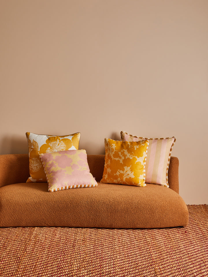 Jardin Yellow Linen Cushion