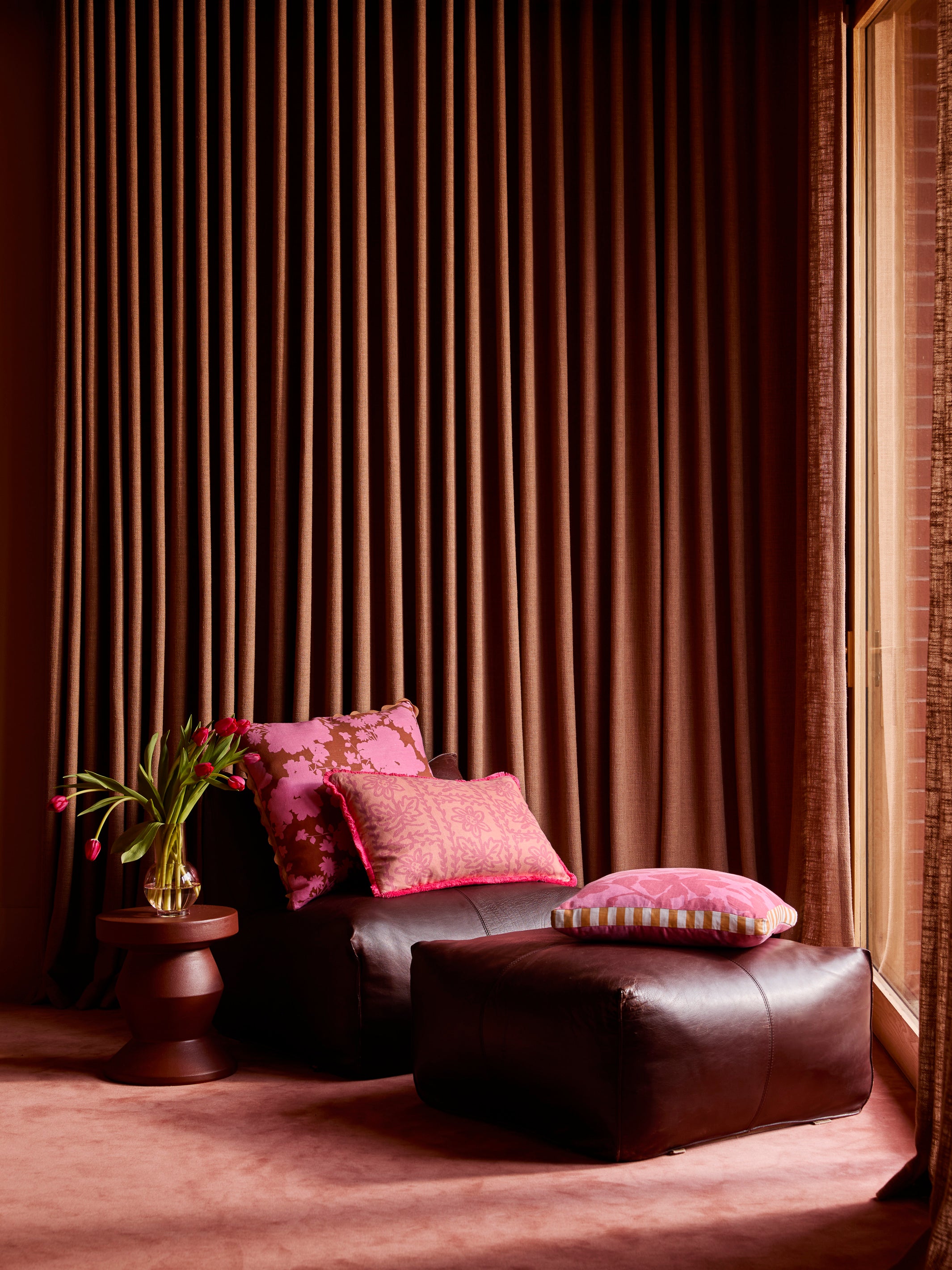 Gardenia Cerise Linen Cushion - Almost Perfect