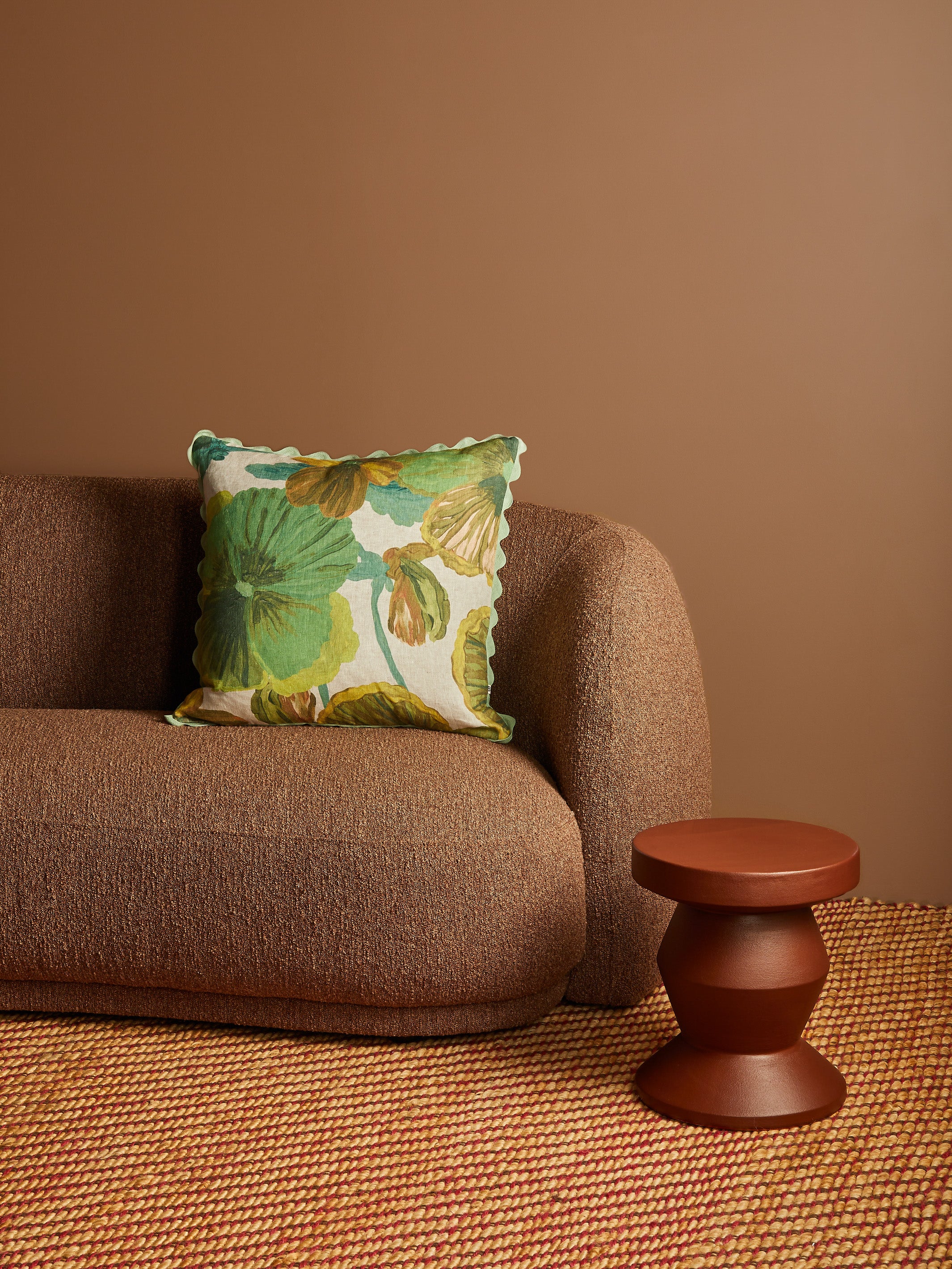 Wild Pansy Verde Linen Cushion