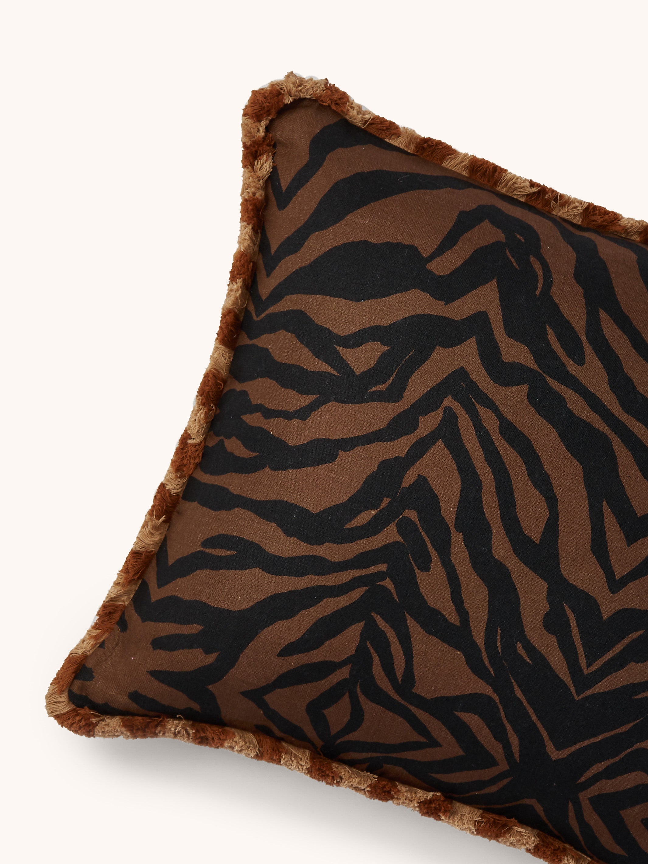Zebra Chocolate Linen Cushion