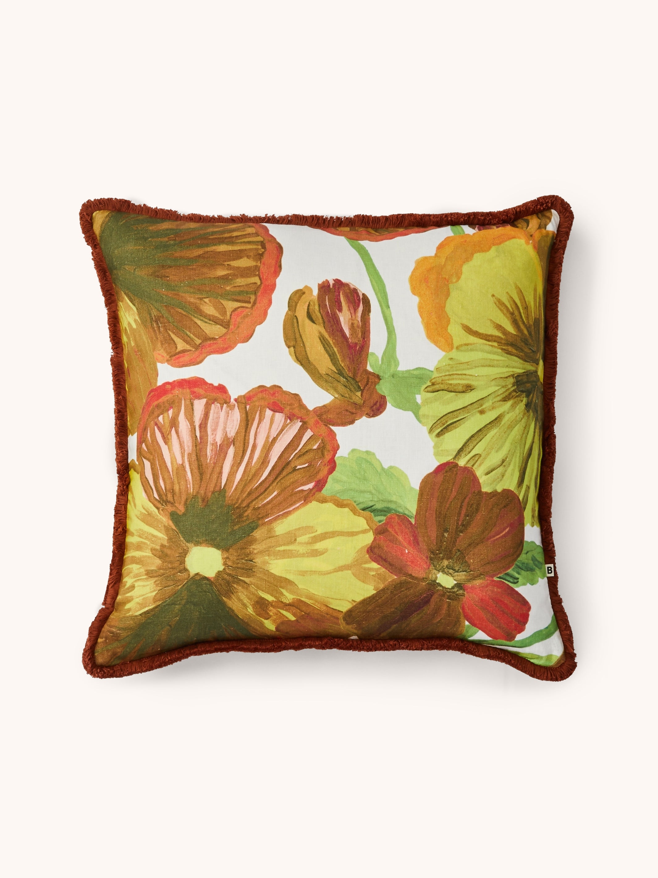Wild Pansy Yellow Linen Cushion