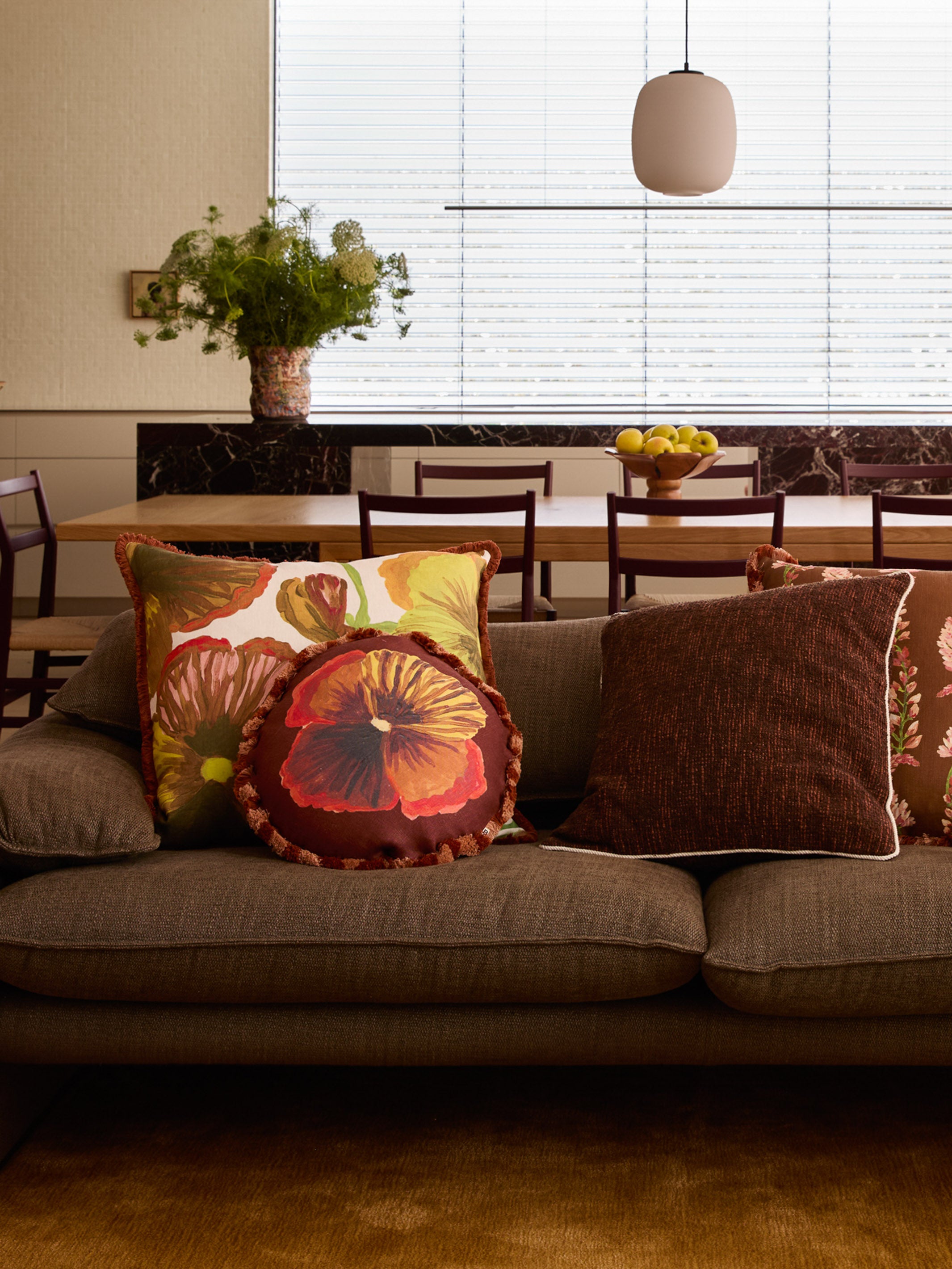 Wild Pansy Yellow Linen Cushion