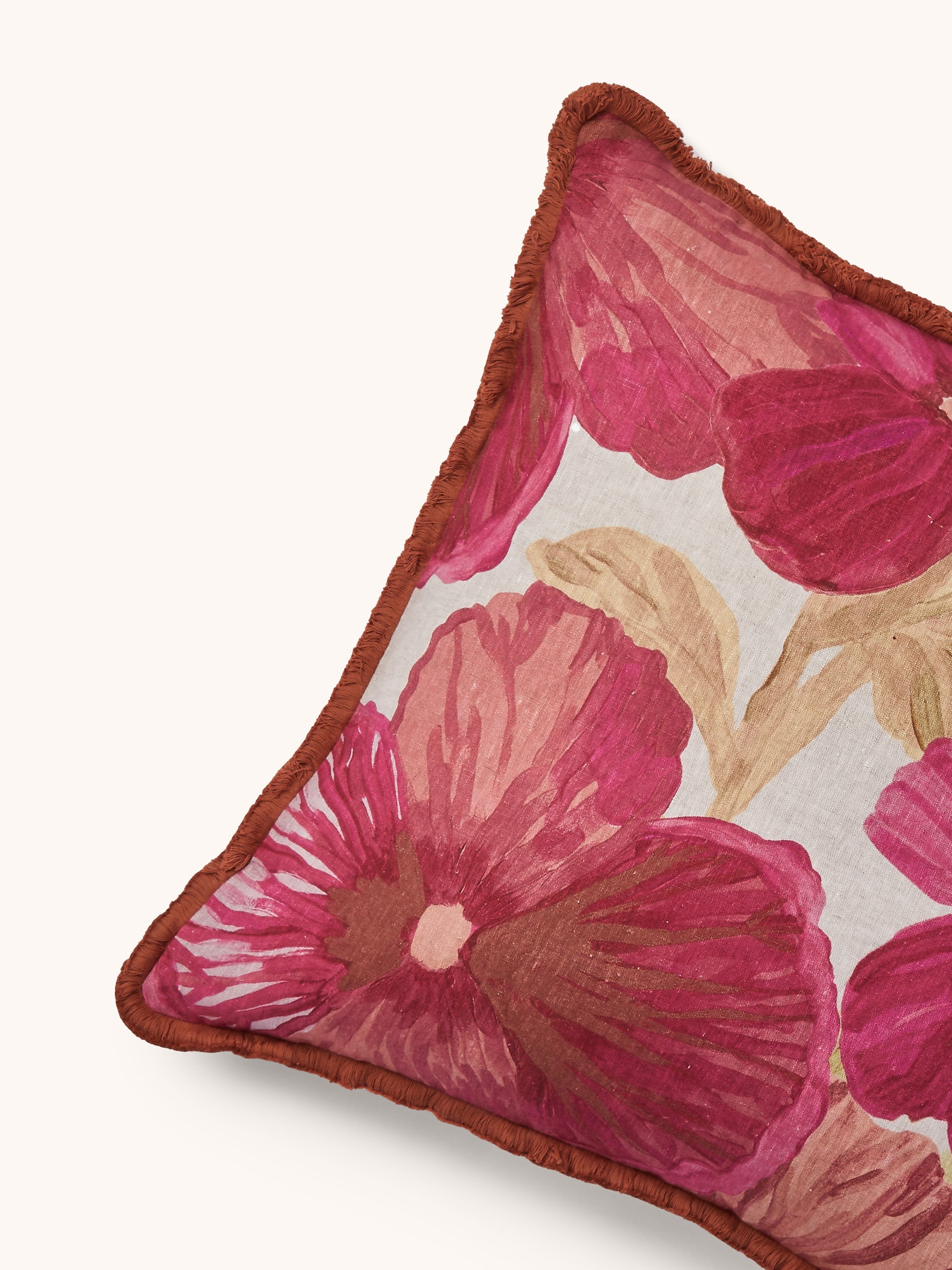 Wild Pansy Pink Linen Cushion - Almost Perfect