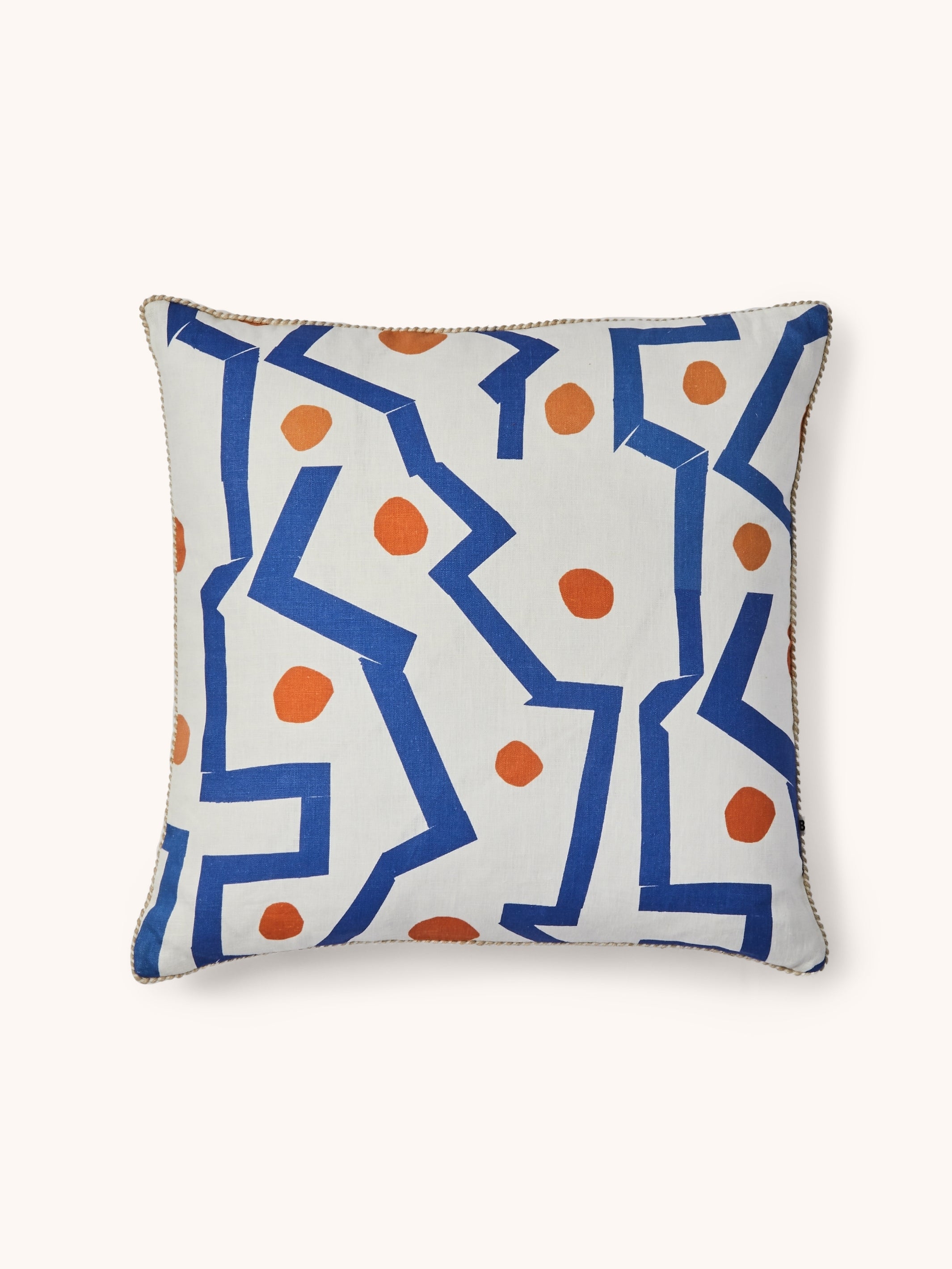 Memphis Blue Linen Cushion