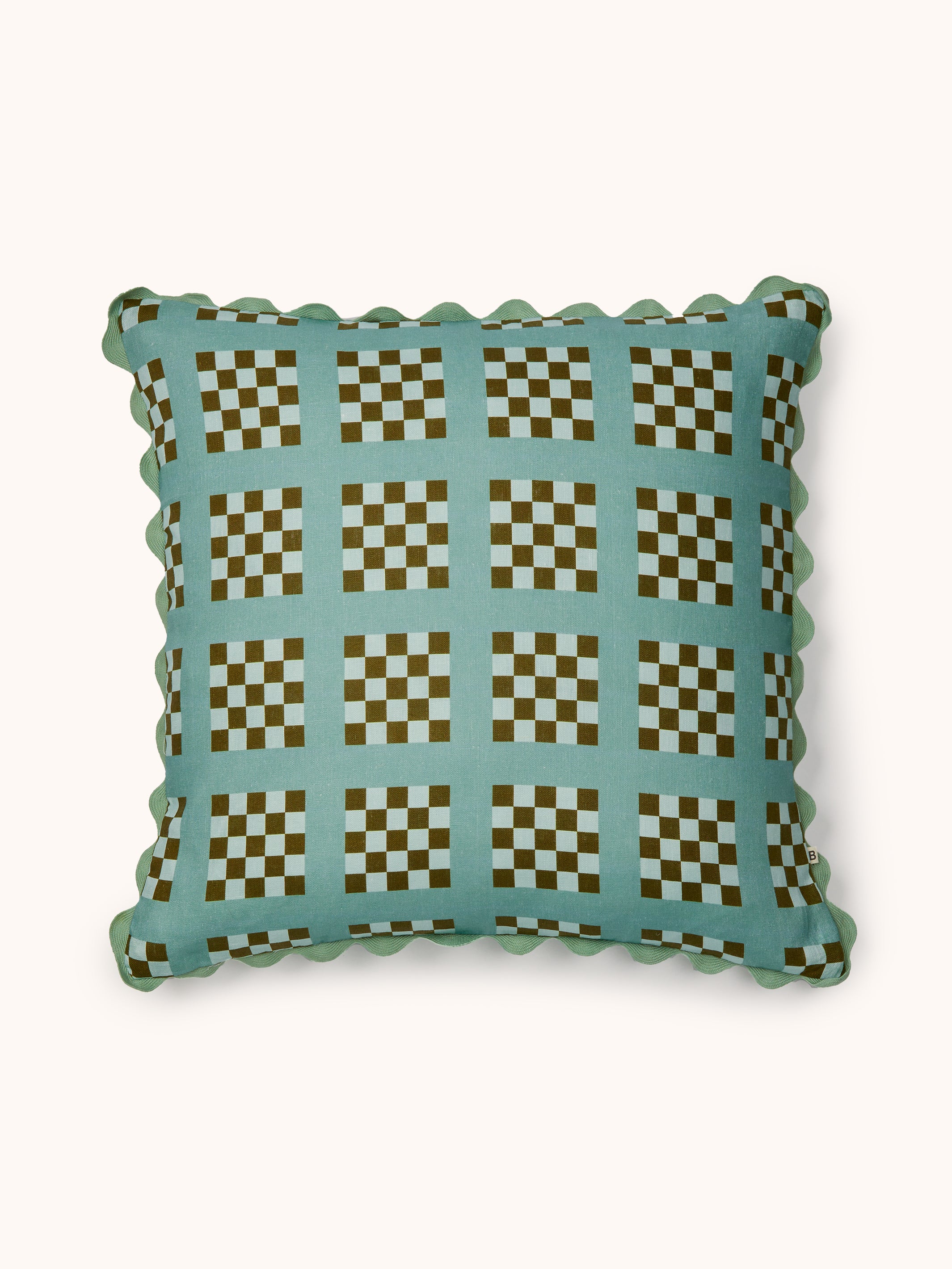 Lattice Blue Linen Cushion