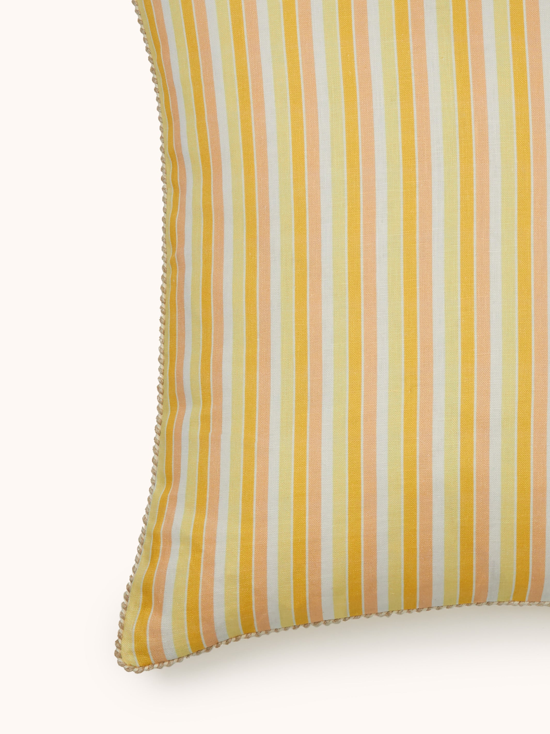 Garden Stripe Yellow Linen Cushion
