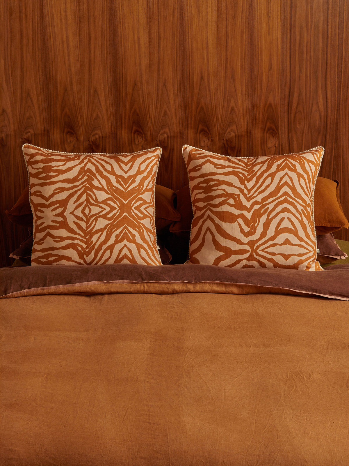 Zebra Tan Linen Cushion