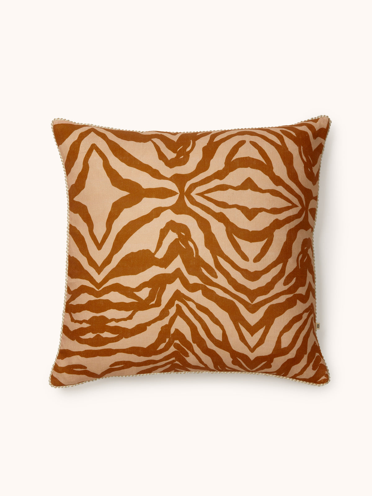 Zebra Tan Linen Cushion