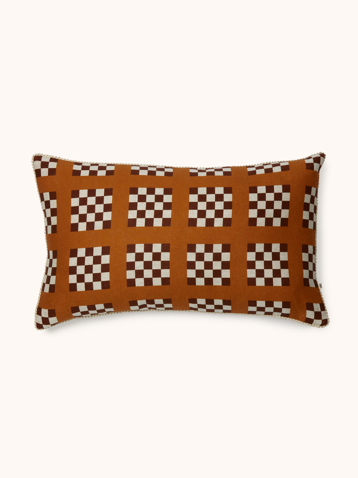 Lattice Tan Linen Cushion