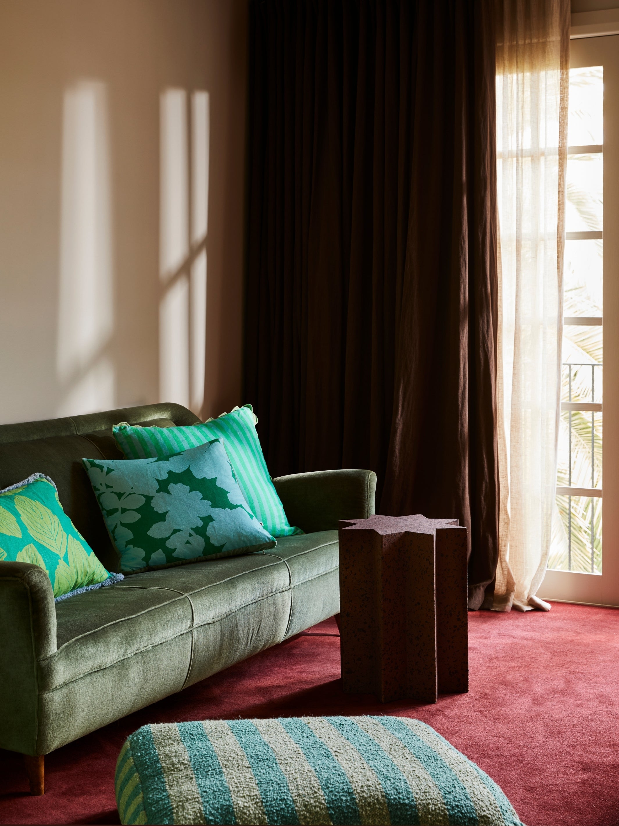 Boucle Stripe Mint Pouffe
